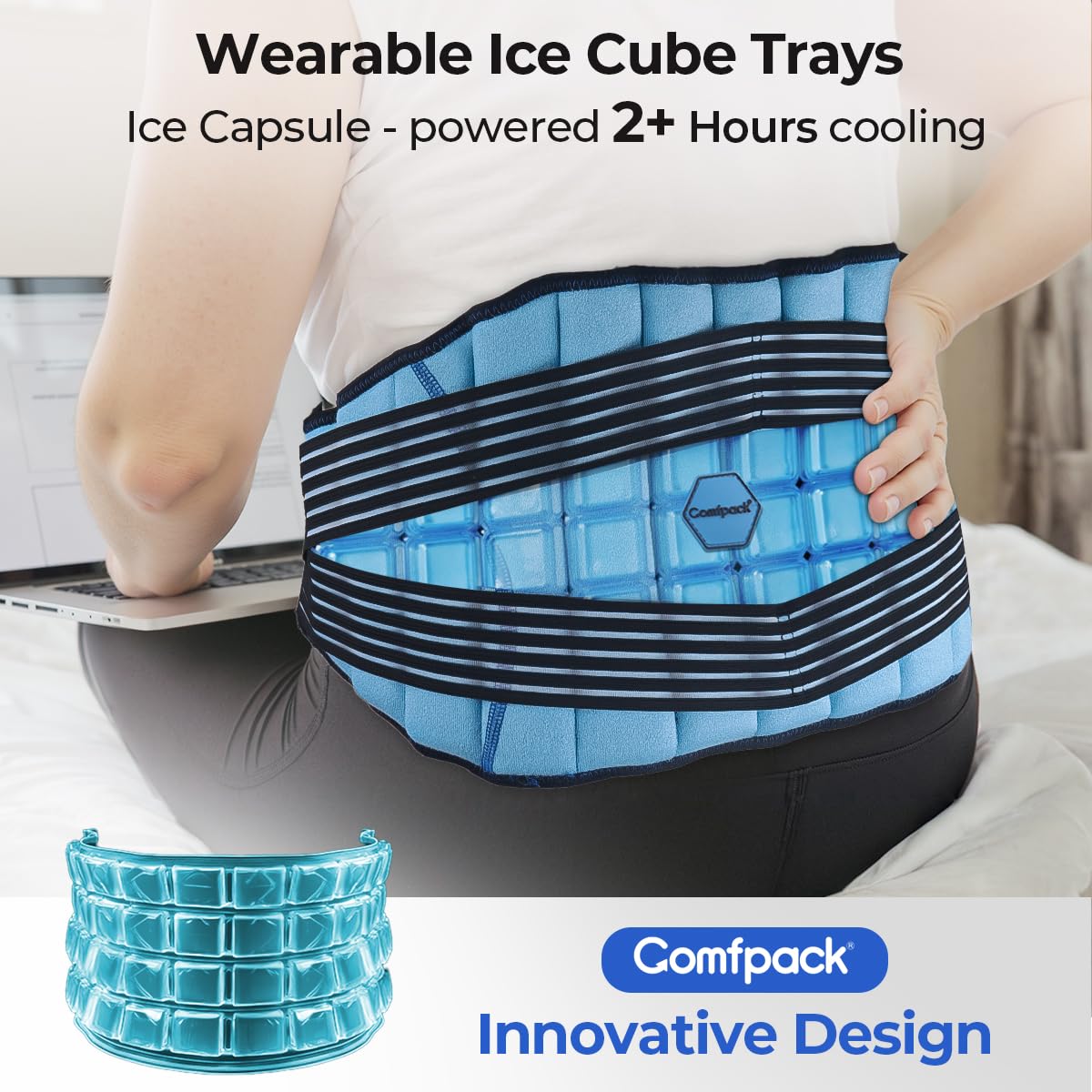 Comfpack dos glace thérapie sangles: compression ajustable et stabilité en douceur.