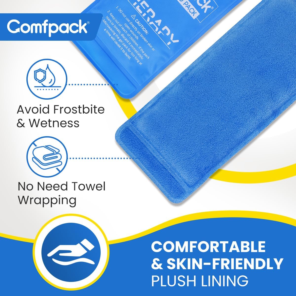 Comfpack gel glace genou-utilisation s'adapte facilement au genou.