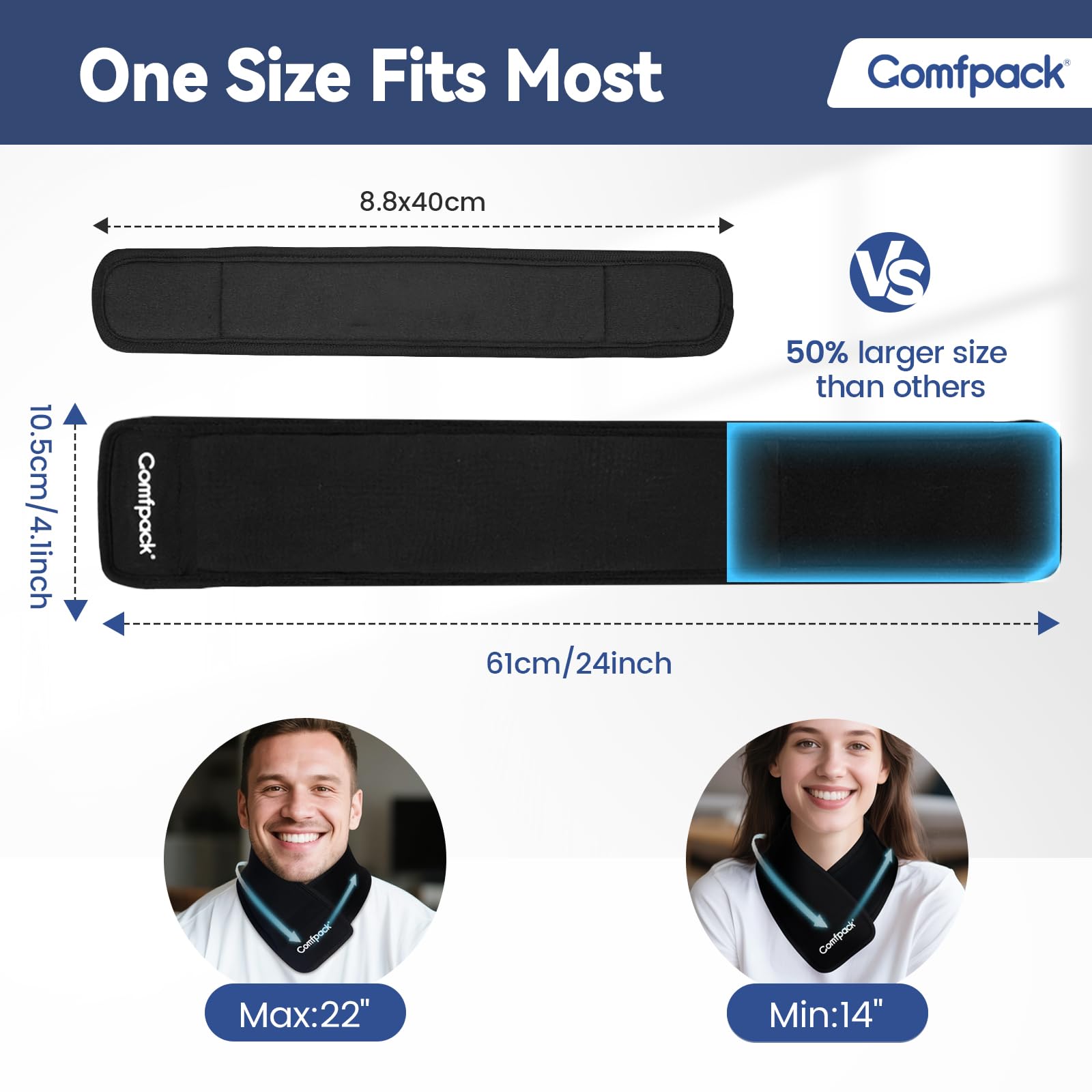 Comfpack gel pliable reste souple au froid et s’adapte au cou.