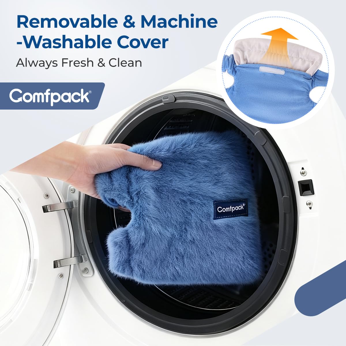 Genou chauffant Comfpack avec housse douce en peluche — douceur et chaleur durable.