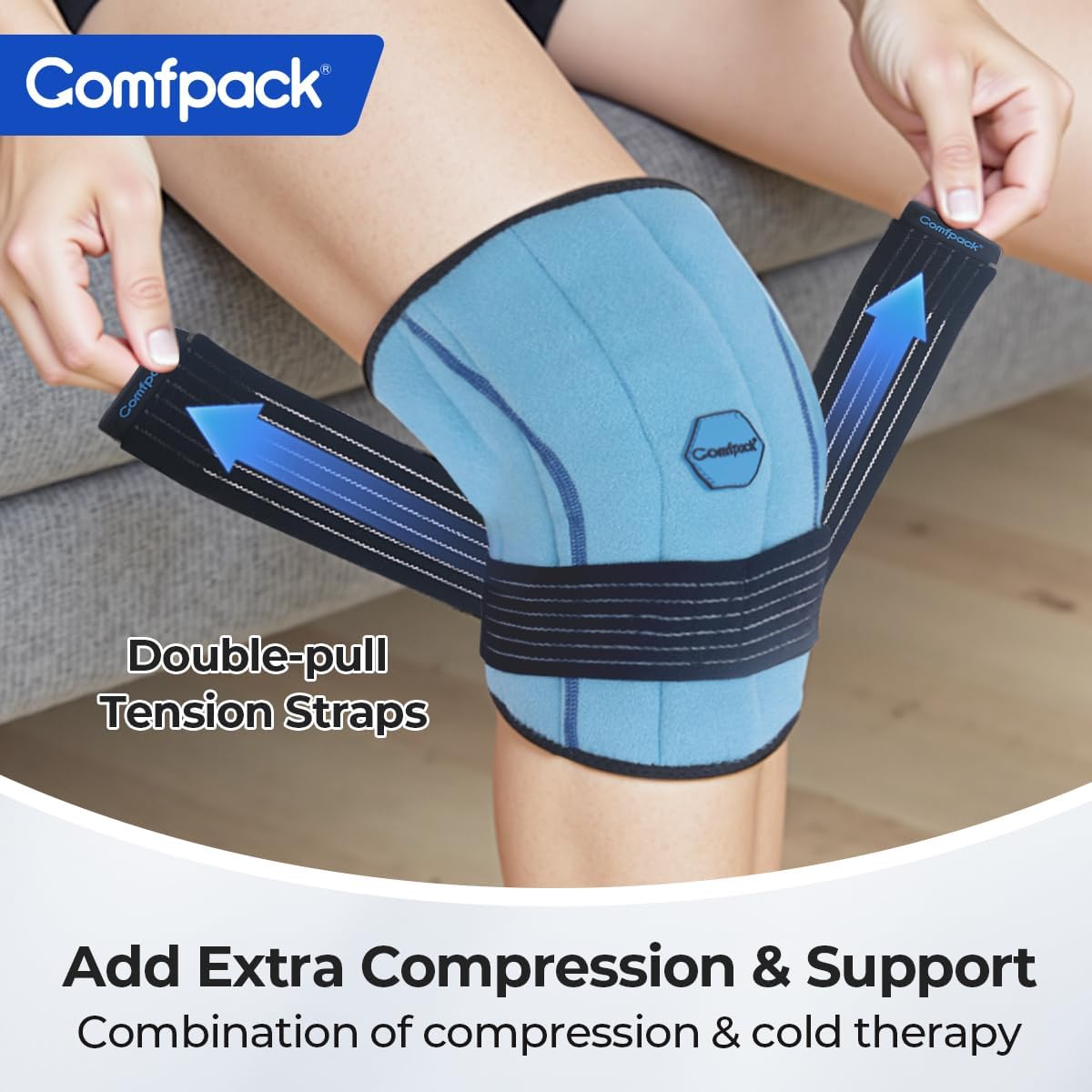Comfpack Genou – utilisation polyvalente: utilisable sur genou, coudes et mollets.