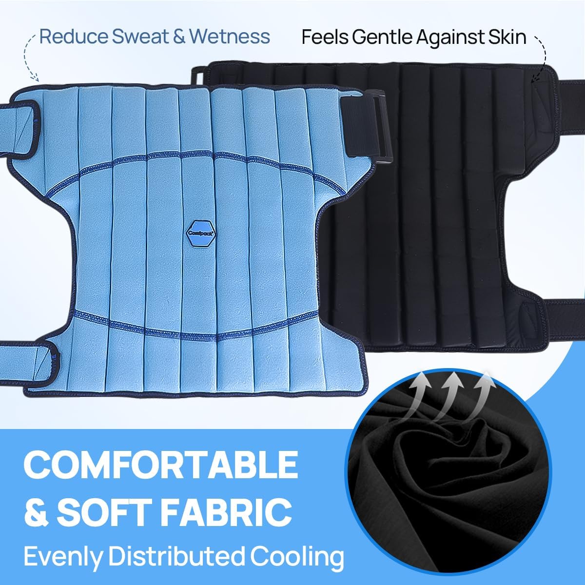 Comfpack enveloppant glacé pour hanche idéal pour activité et récupération.