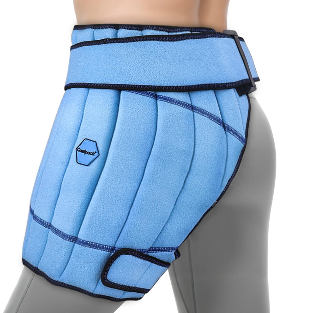 Comfpack enveloppant glacé pour hanche en vue produit, maintien froid durable sur la hanche.