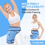 Comfpack enveloppant glacé pour hanche assure refroidissement uniforme sur la hanche.