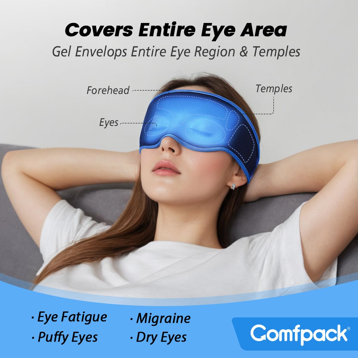 Comfpack masque oculaire gel 3D en chaud, pour détendre les muscles et faciliter le sommeil.