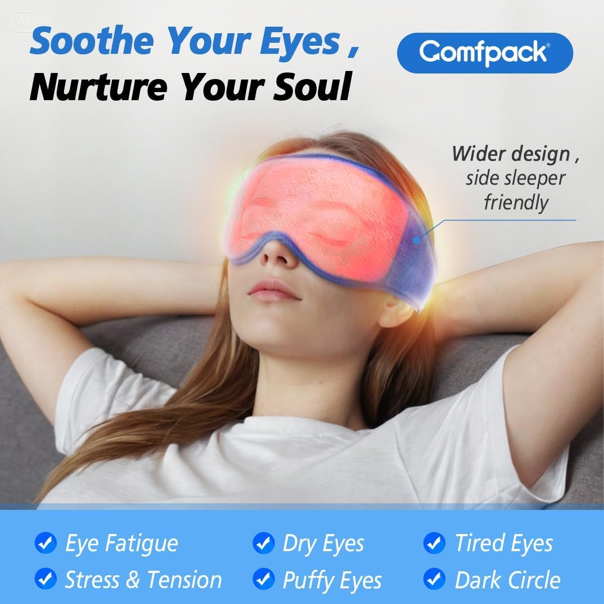Comfpack yeux ajustement élastique réglable pour un maintien stable.