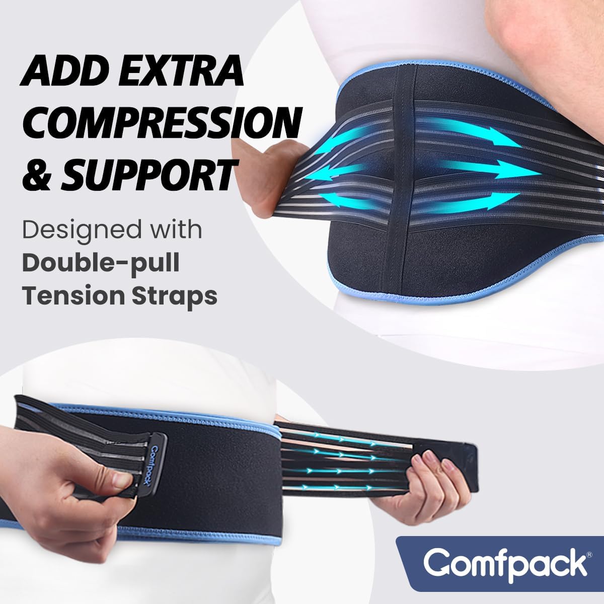 Comfpack sangles-pression-dos: sangles ajustables pour stabilité et confort.
