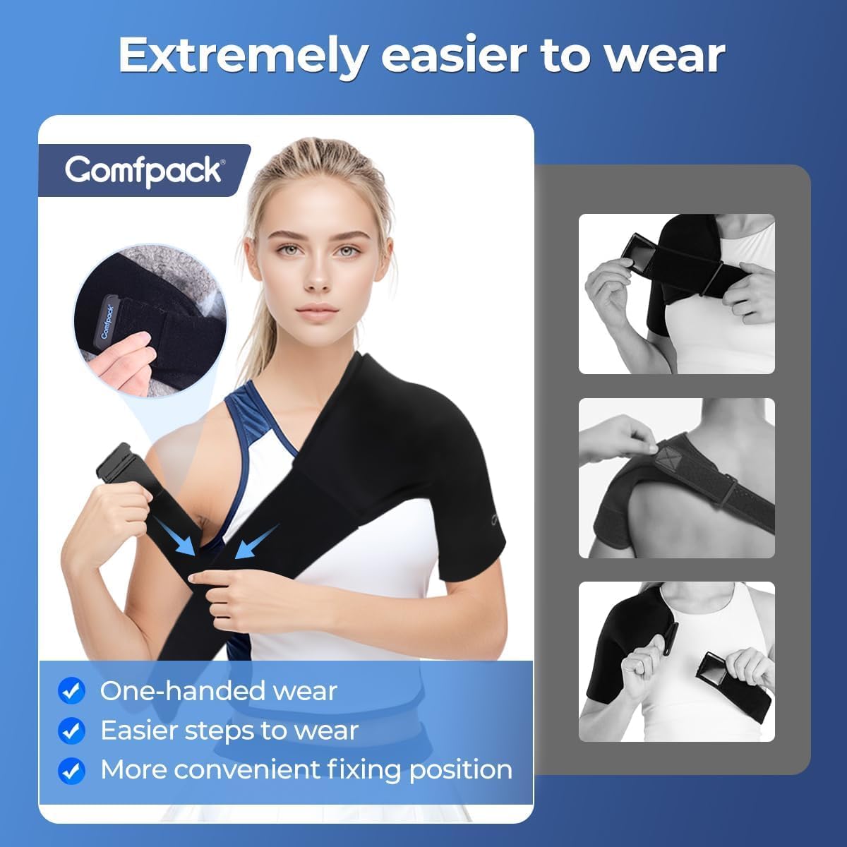 Comfpack tissu nylon élastique, douceur et respirabilité pour l’épaule.