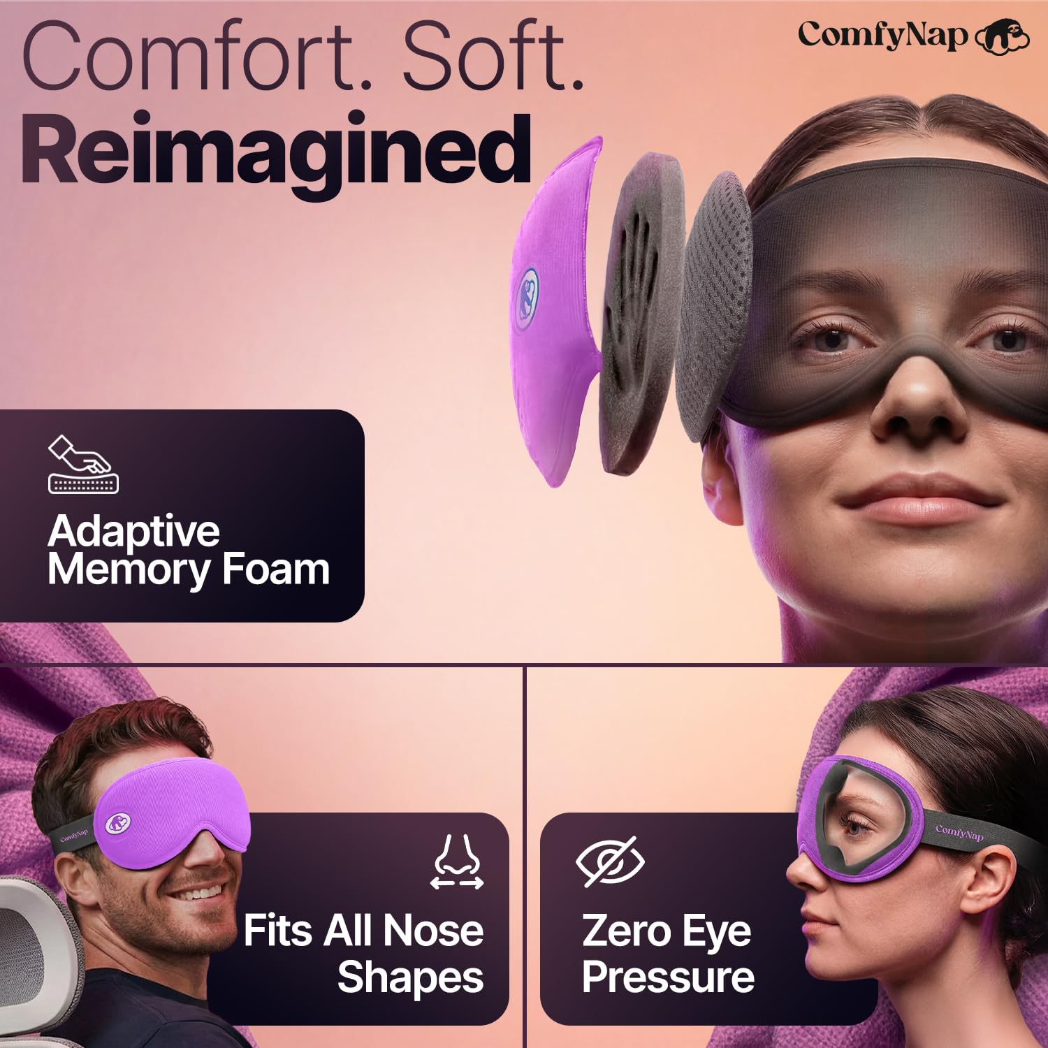 Masque ComfyNap ajustable convient à toutes les morphologies