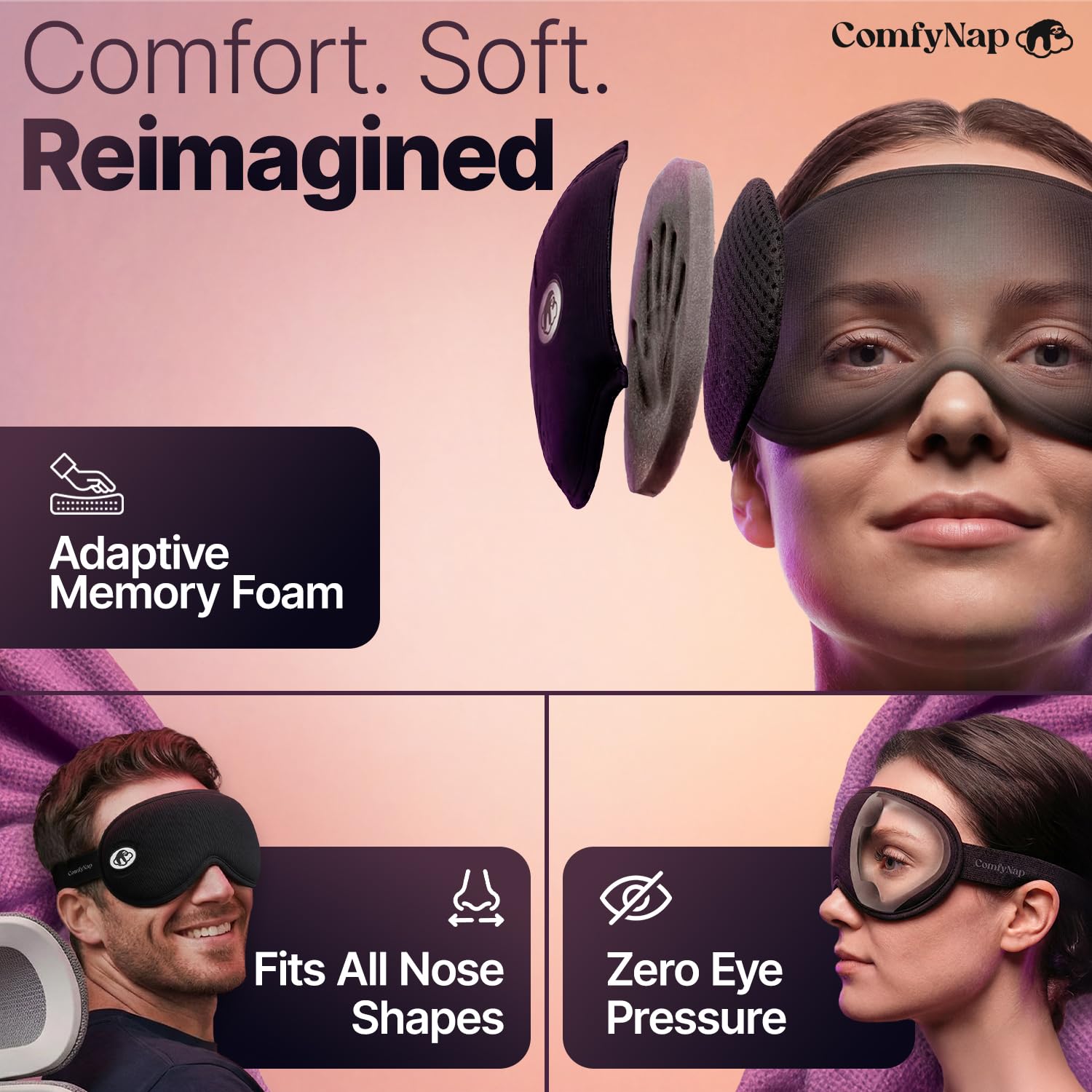 Bouchons d’oreilles ComfyNap DeepSpace, réduction du bruit pour un sommeil calme.