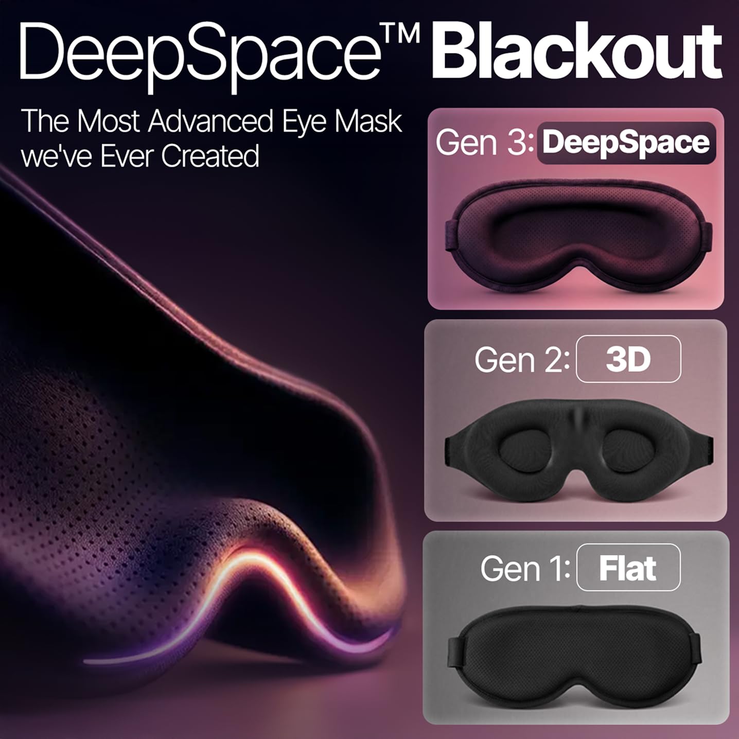 Masque ComfyNap DeepSpace adapté au dormeur côté sans pression.
