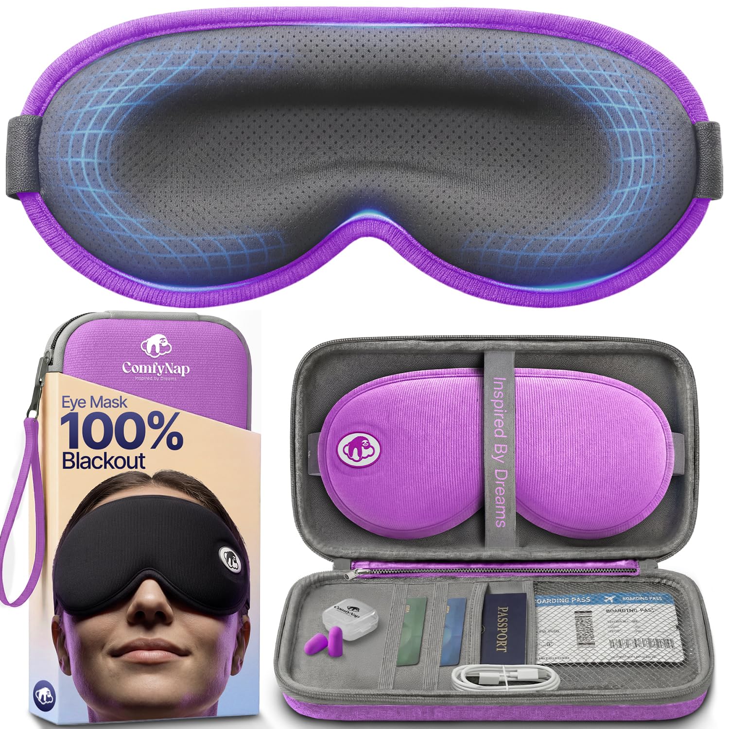 Masque oculaire ComfyNap DeepSpace offrant une obscurité optimale pour un sommeil plus calme
