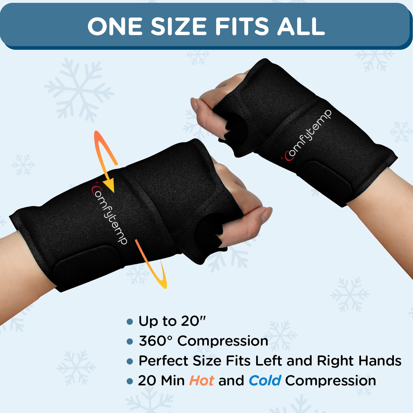 Comfytemp attelle poignet gauche droite: utilisation pratique pour les deux mains.