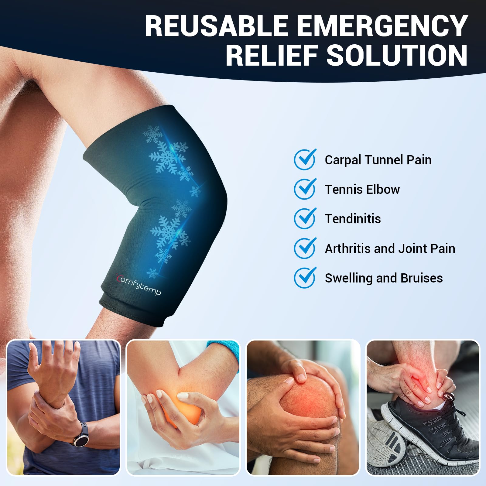 Comfytemp bande glace genou 360: soutien compressif et fraîcheur durable pour le genou.