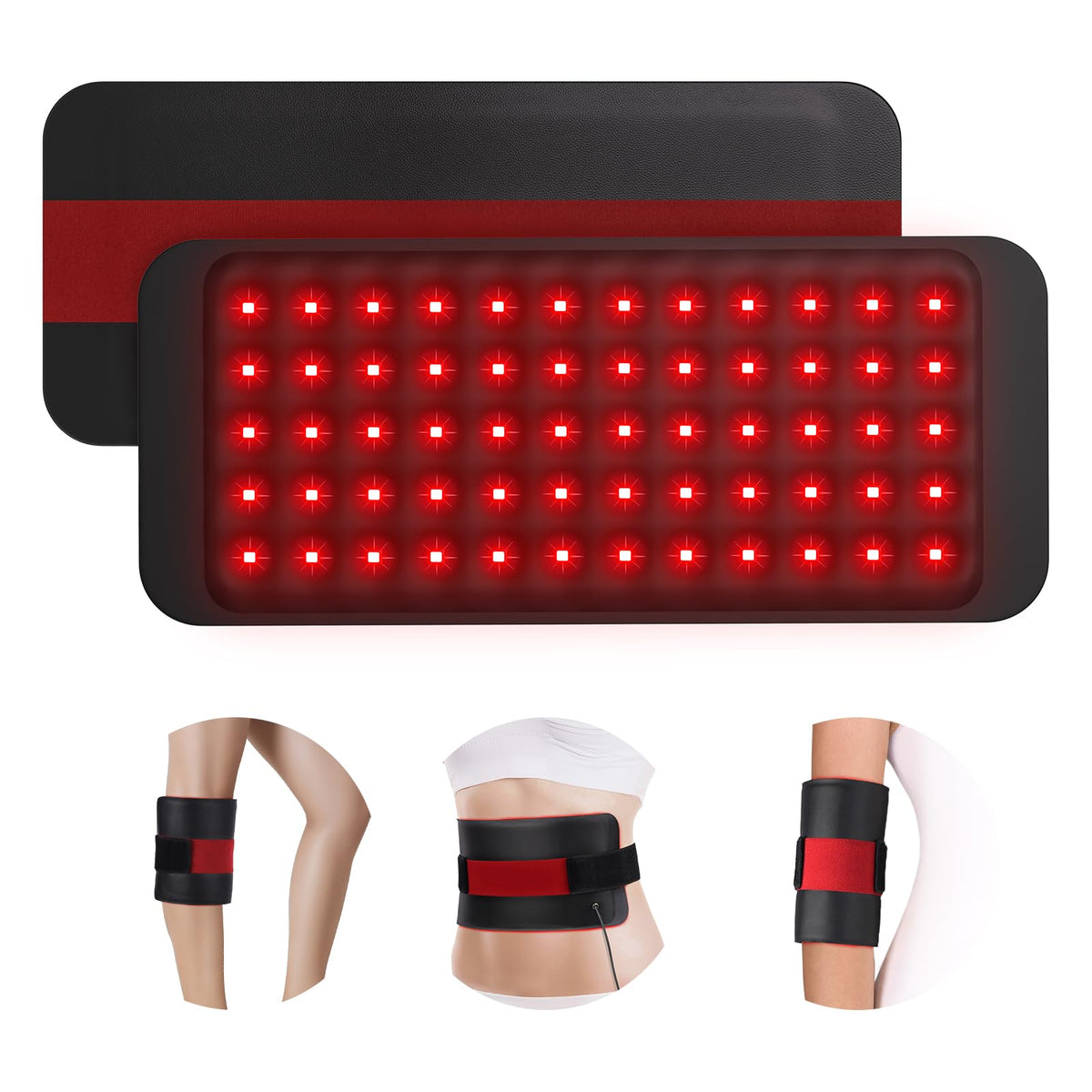 Bande lumineuse Comfytemp sur le corps pour relaxation musculaire à domicile.