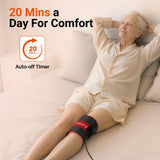 Application Comfytemp sur les genoux pour chaleur et confort articulaire.