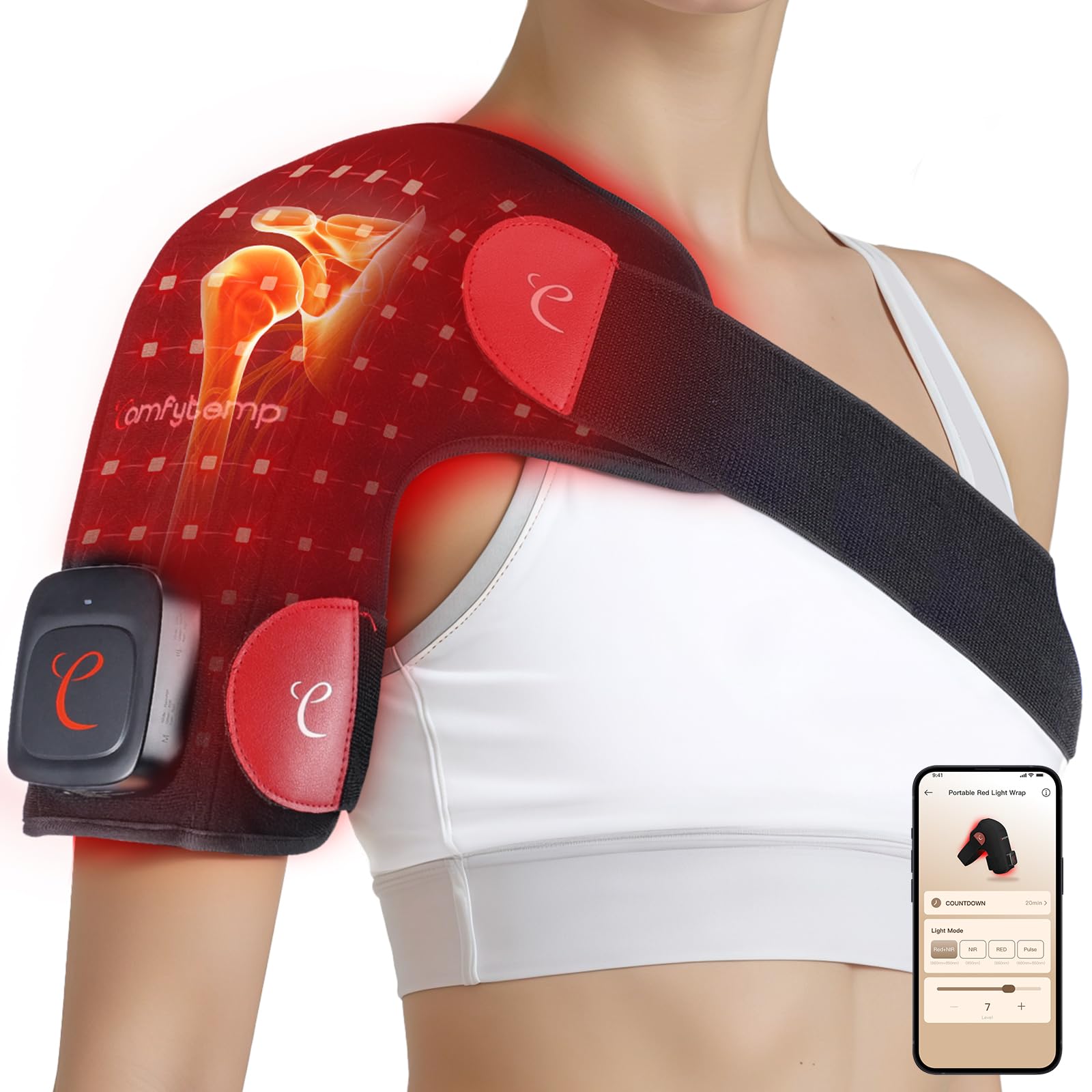 Comfytemp bandeau épaule lumière rouge, soulagement ciblé et relaxation douce