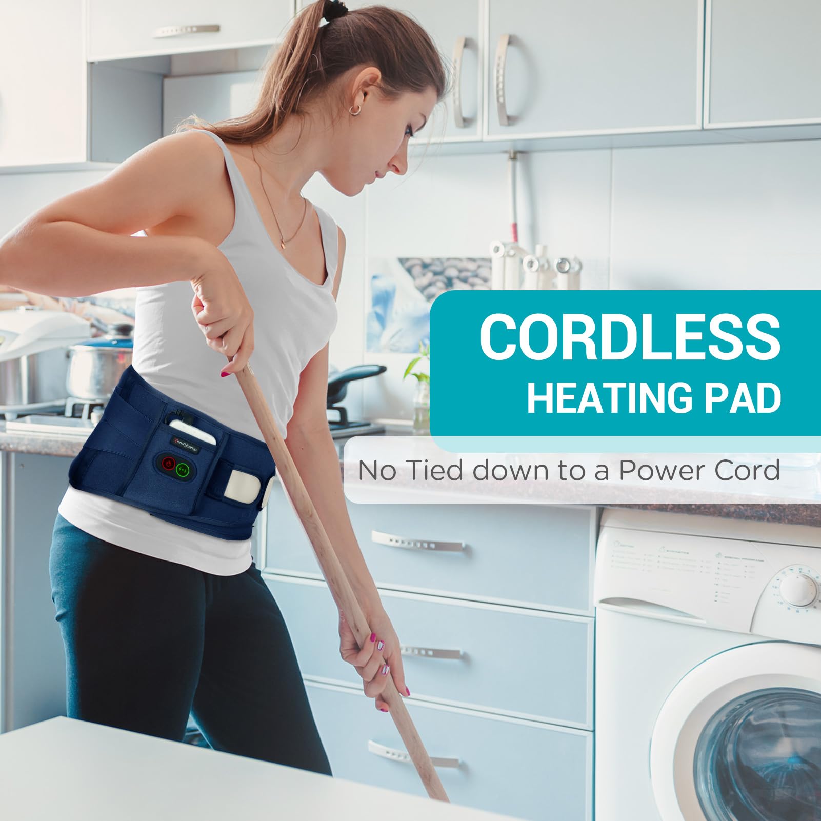 Bandes elastiques reglables dos du tapis chauffant Comfytemp pour un maintien précis