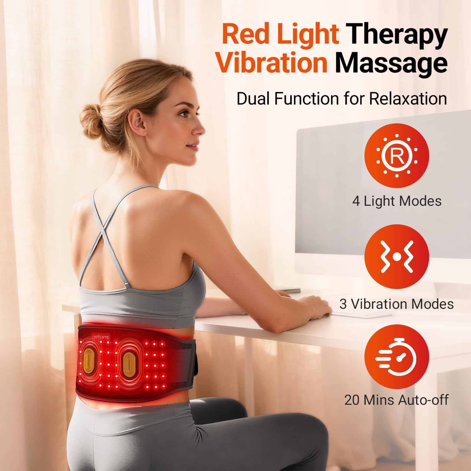 Ceinture Comfytemp avec lumière 660nm et 850nm pour les muscles du dos.