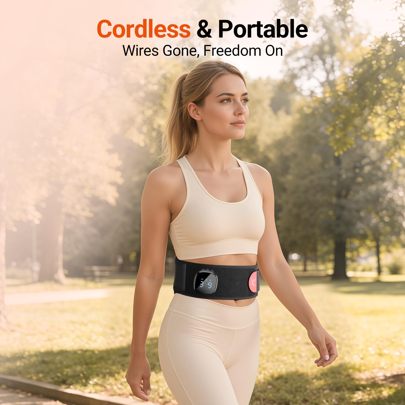 Utilisation sans fil de la ceinture Comfytemp, liberté de mouvement.