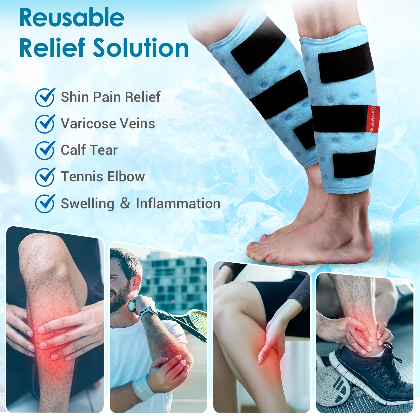 Compresse glace Comfytemp Coude, refroidissement efficace après exercice.