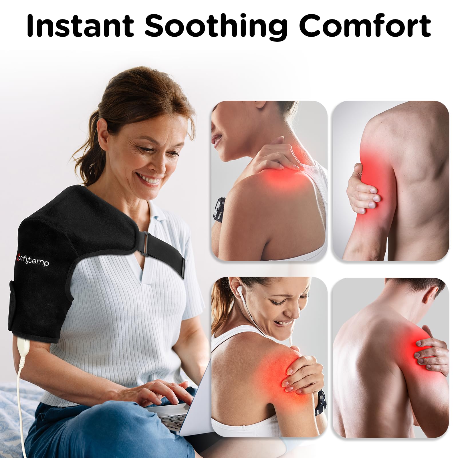 Comfytemp épaule-chauffante douceur-flanelle sur peau sensible et agréable.