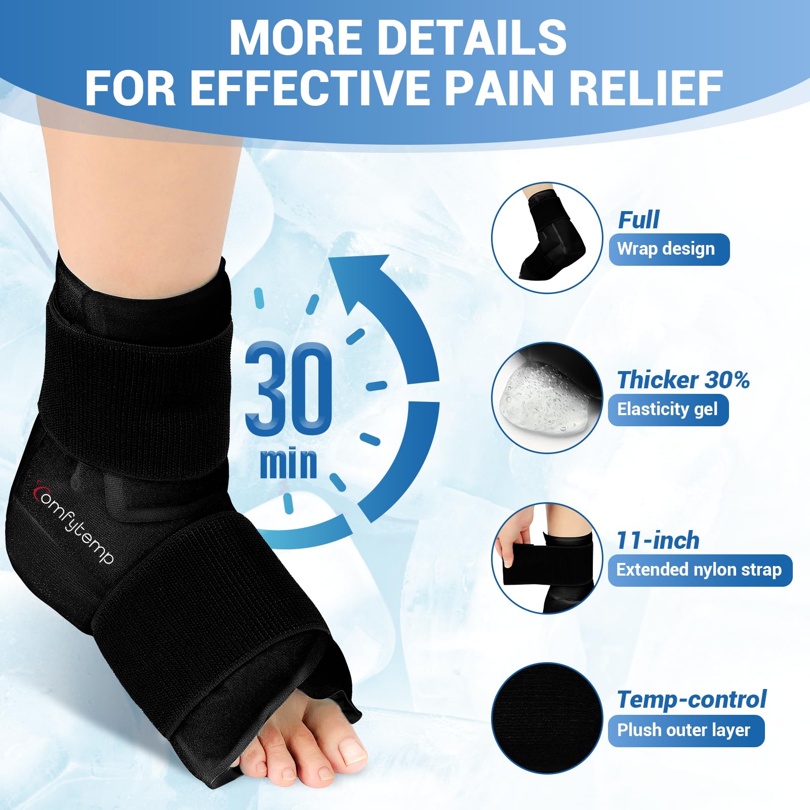 Comfytemp gel épais offre détente durable lors d'une utilisation à froid prolongée.
