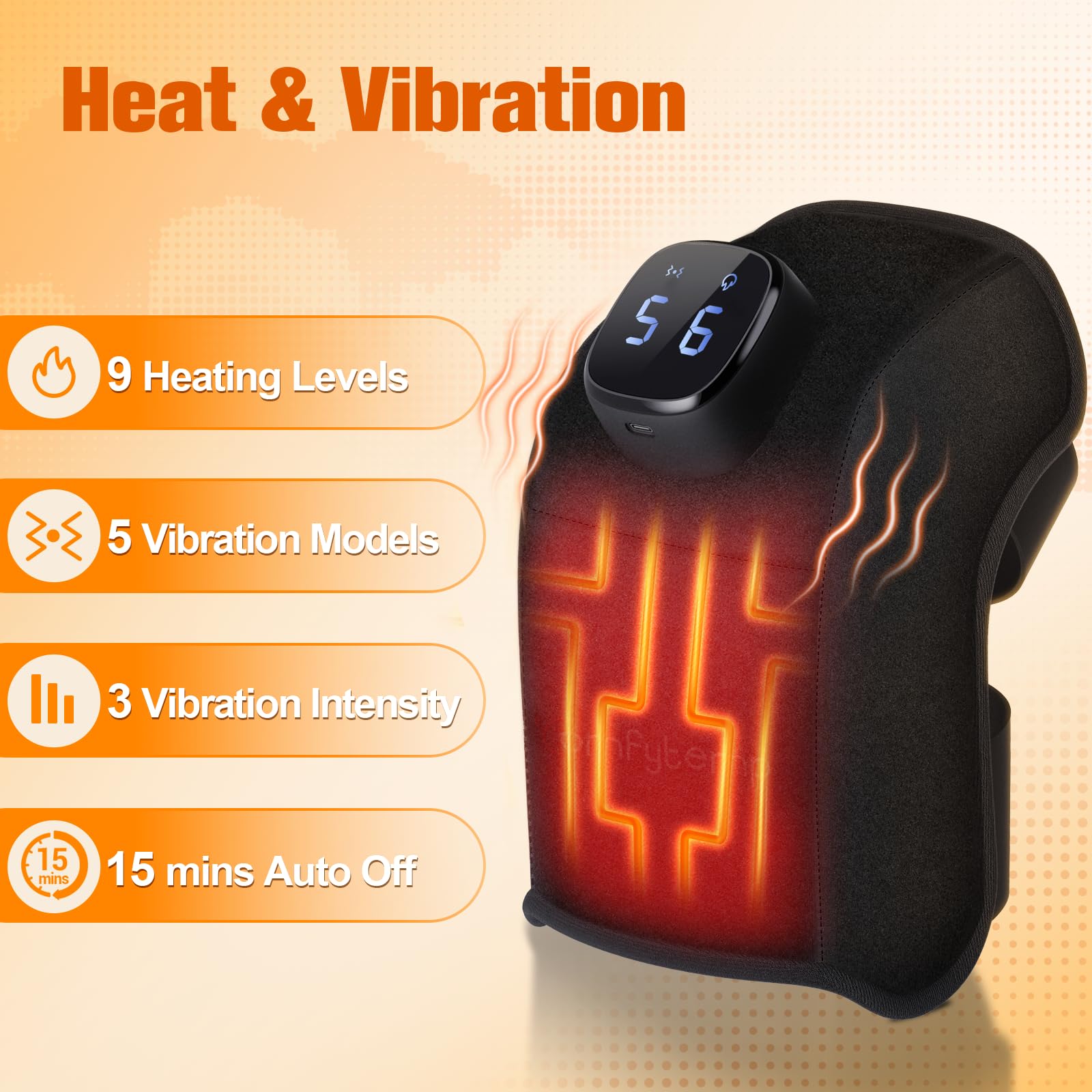 Genou chauffant sans fil Comfytemp avec sangles reglables pour maintien sûr