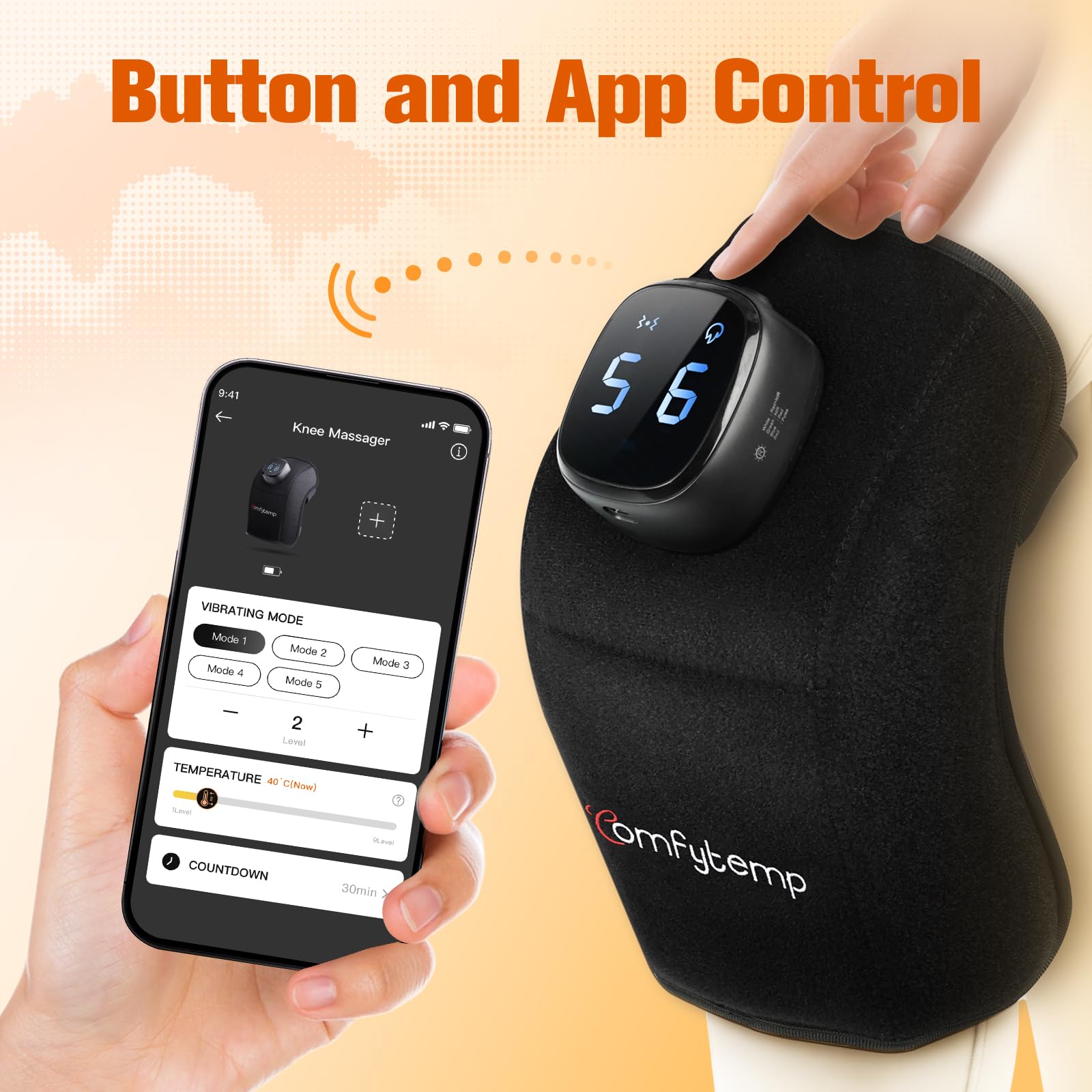 Genou chauffant sans fil Comfytemp contrôlé via application pour commodité