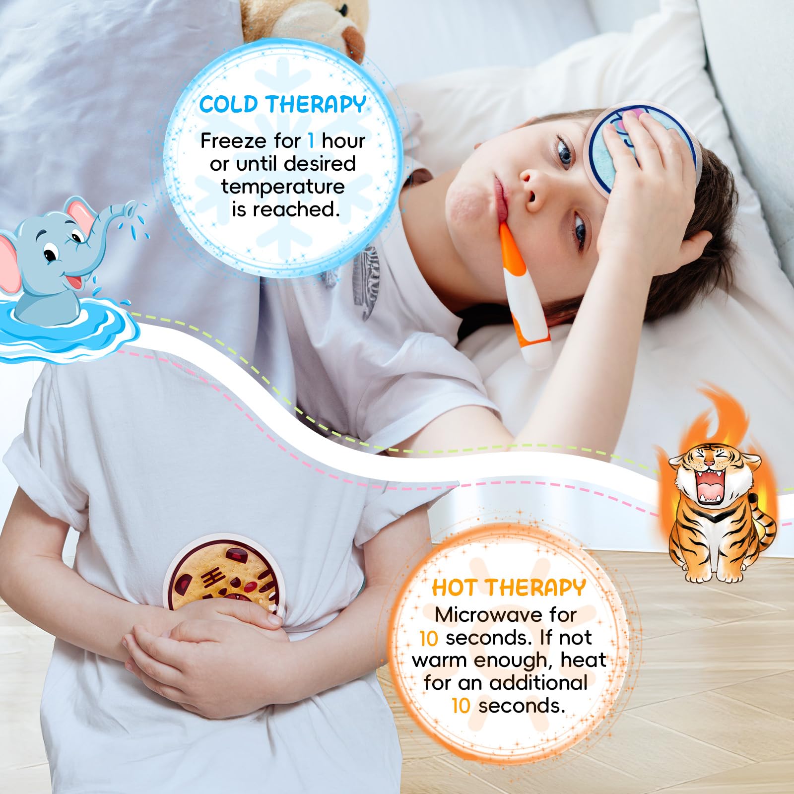 Comfytemp glaces animaux ensemble: ensemble coloré prêt pour le premier secours.