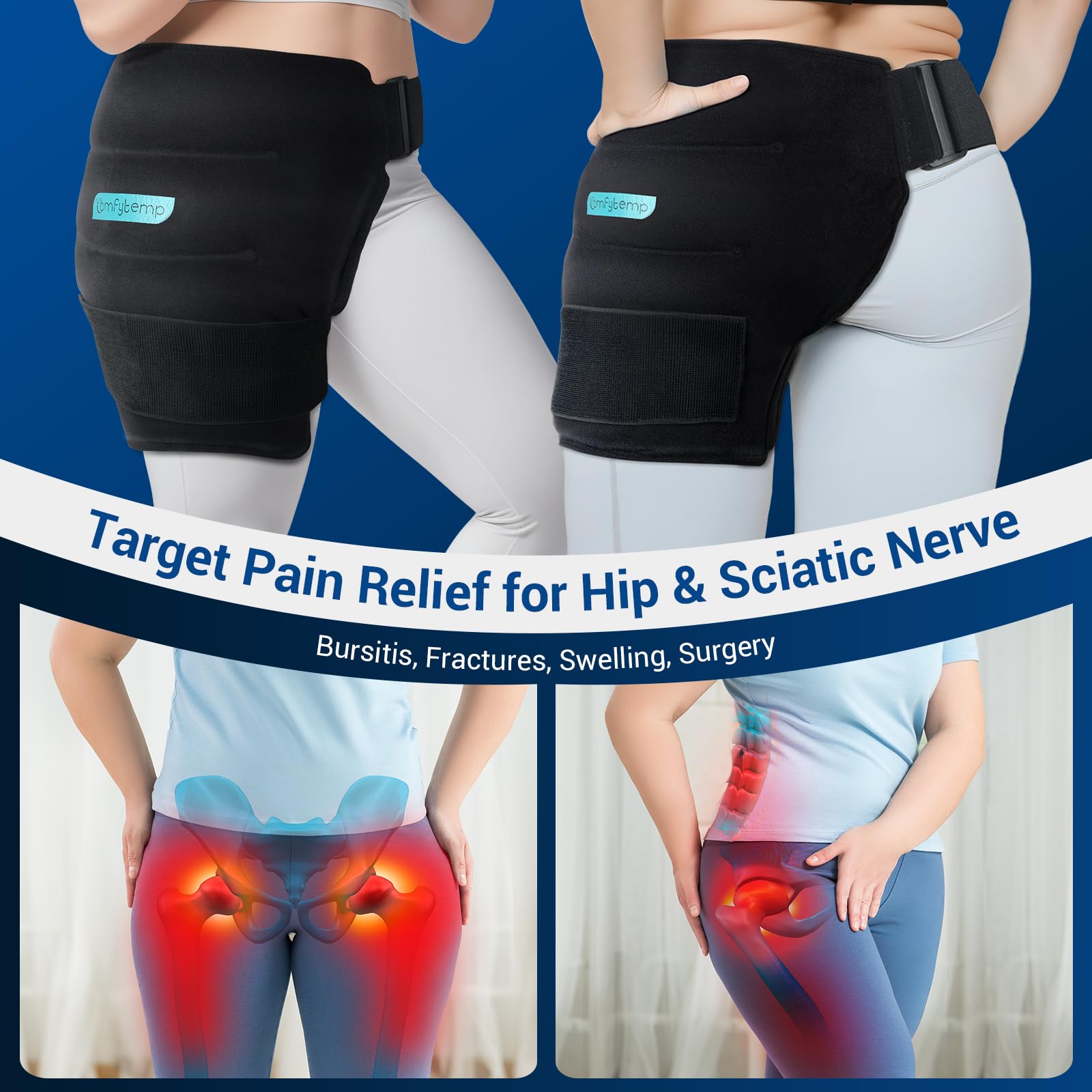 Comfytemp hanche – utilisation en position assise avec gel.