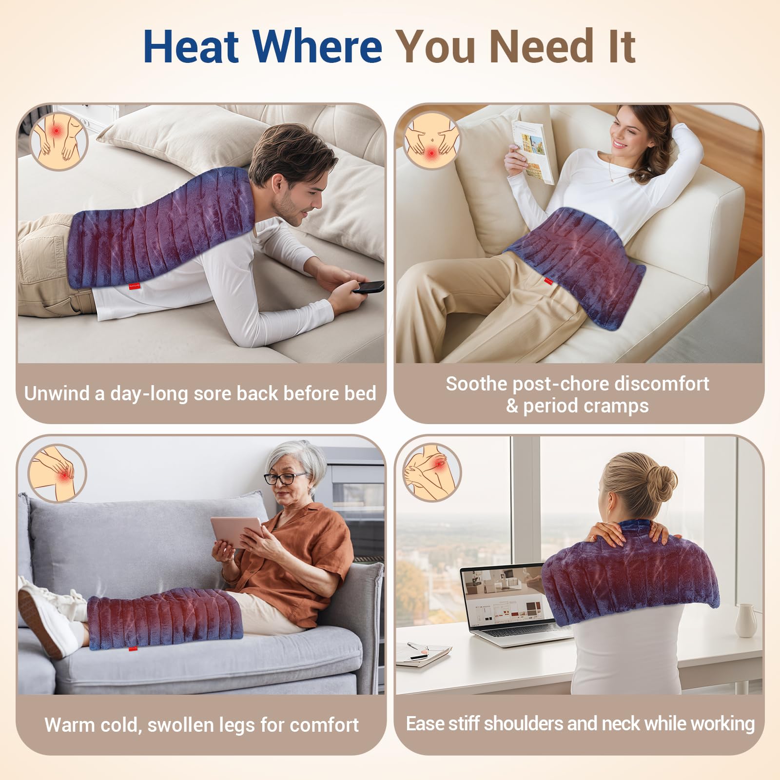 Bouillotte Comfytemp avec housse flanelle douce, confort quotidien