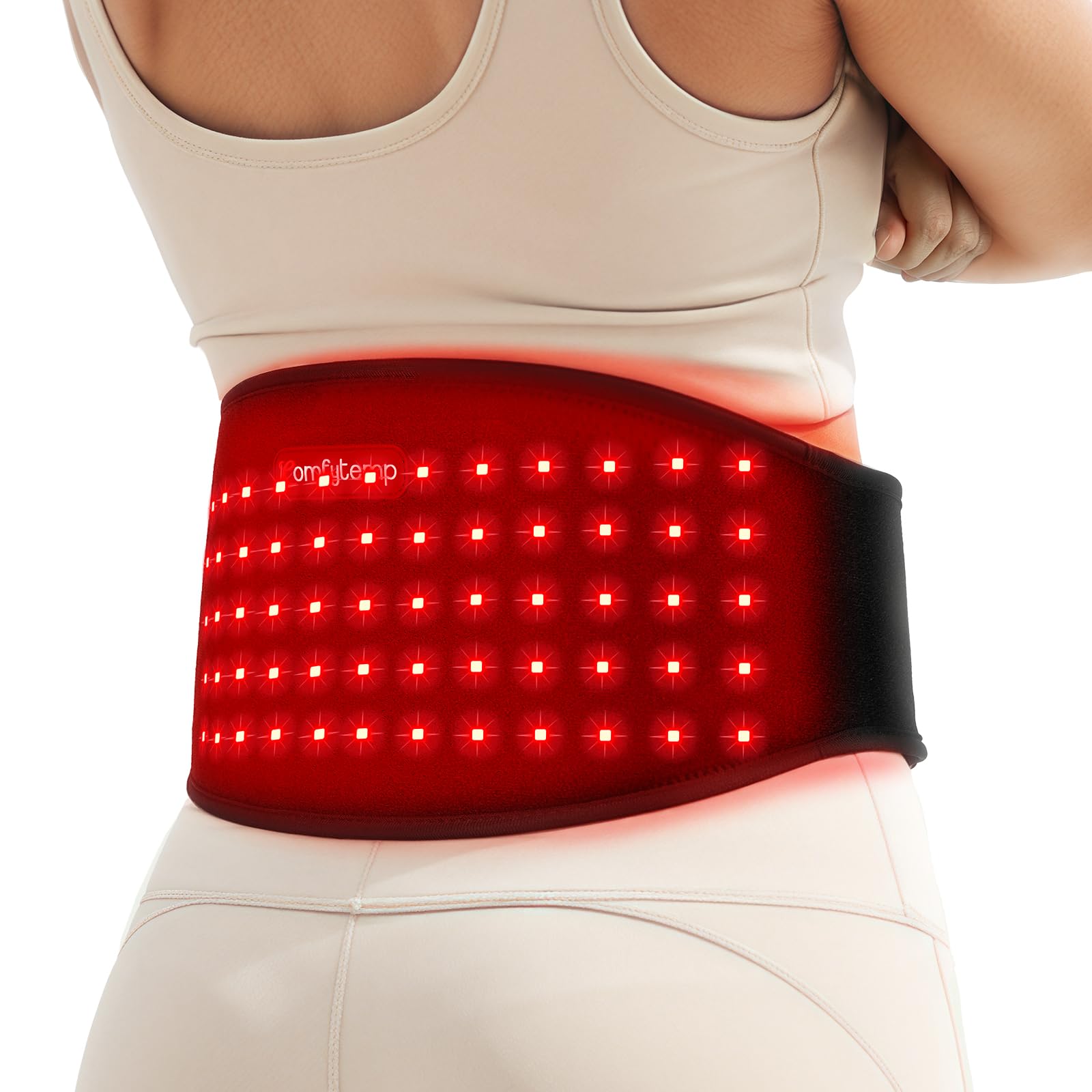 Comfytemp Ceinture thérapie lumière rouge 660nm sur surface pour confort ciblé.