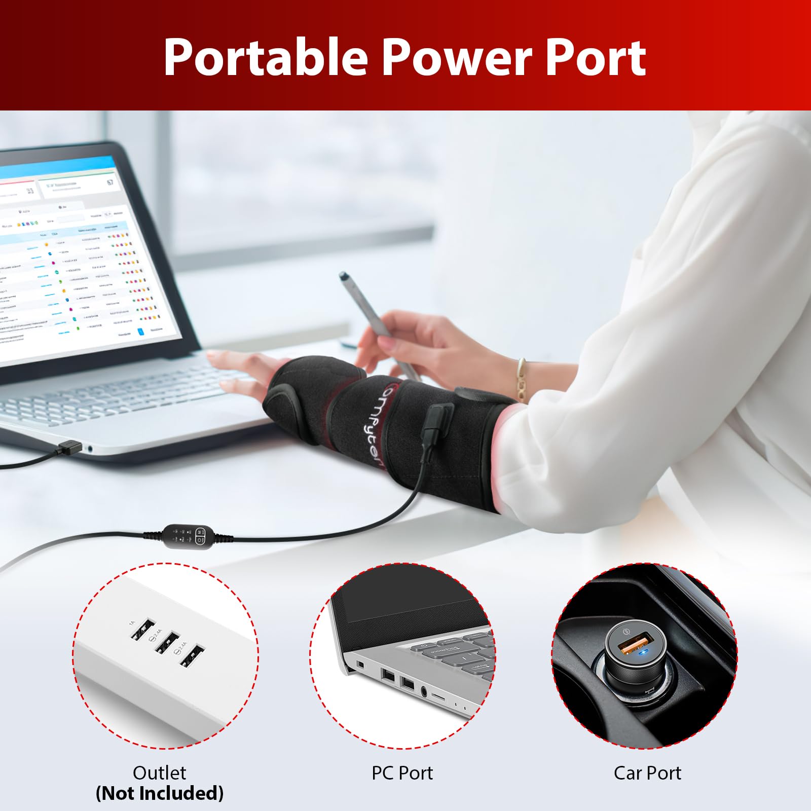 Port d’alimentation pratique pour usage à domicile ou en déplacement.