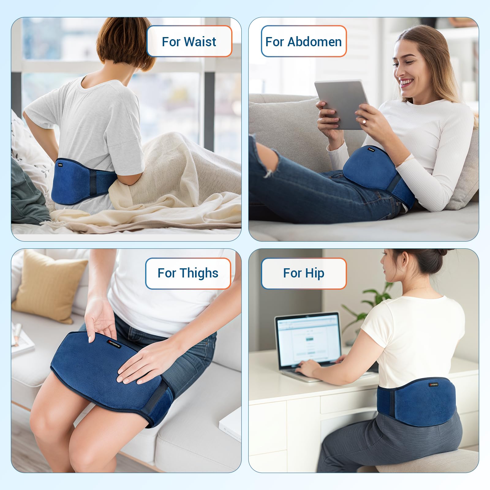 Comfytemp surface de contact douce diffuse chaleur et vibrations relaxantes.