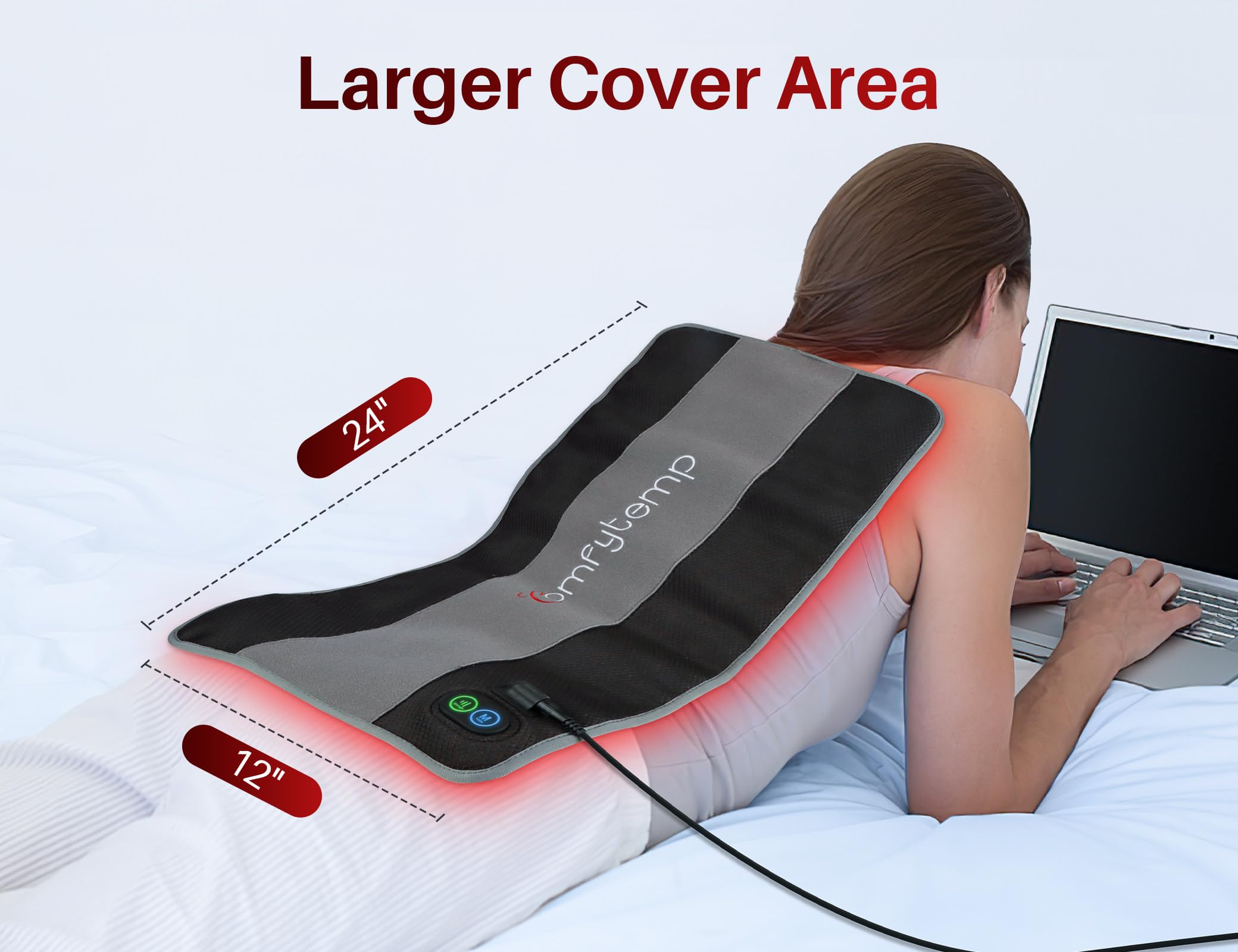 Comfytemp couverture lumineuse sur le ventre, détente abdominale potentielle.