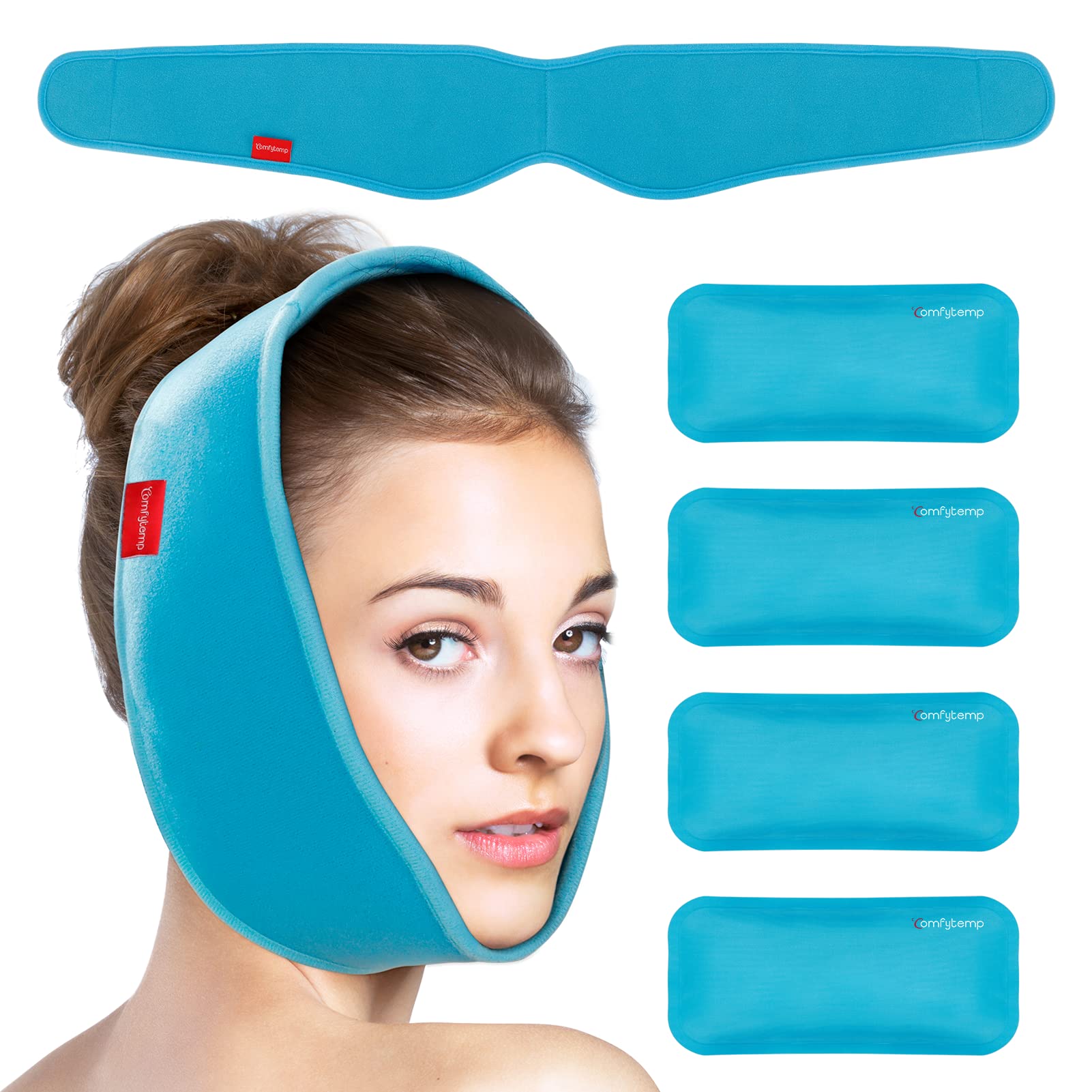Tour de tête glacé Comfytemp avec velcro réglable pour ajustement confortable.