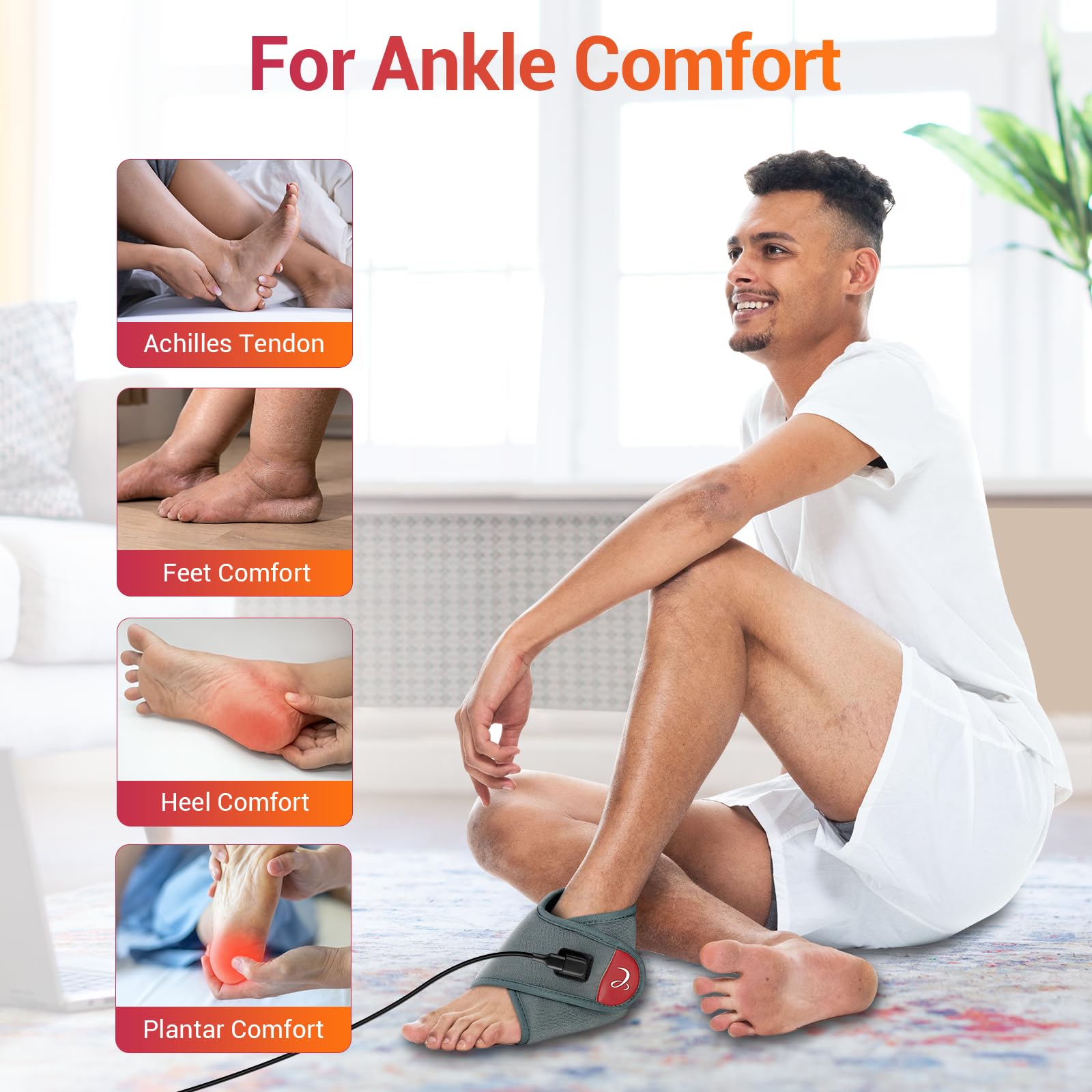 Comfytemp chauffe-pied avec sangles ajustables pour maintien sûr.