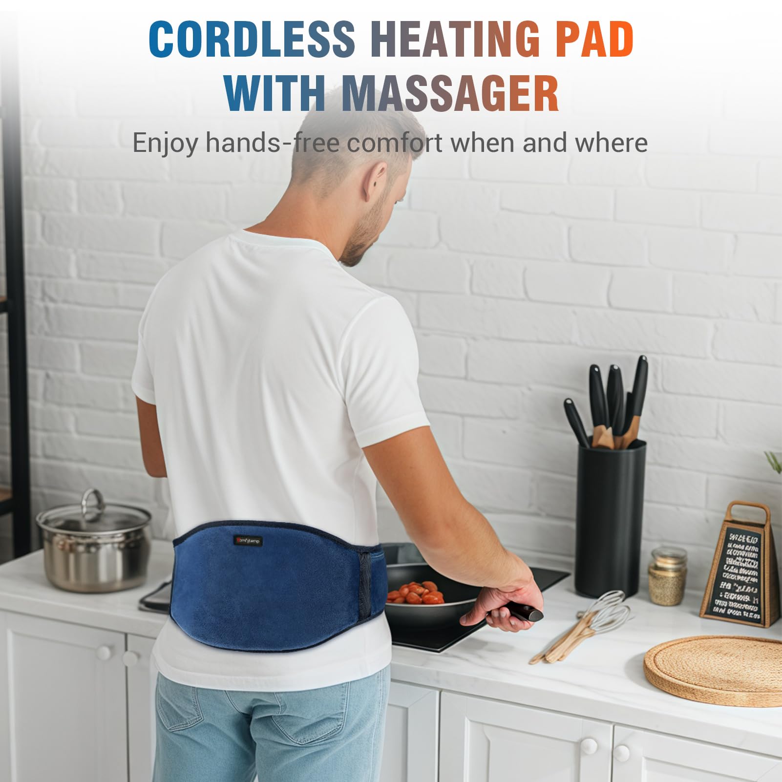 Comfytemp utilisation en lit avec chaleur douce et massage discret.