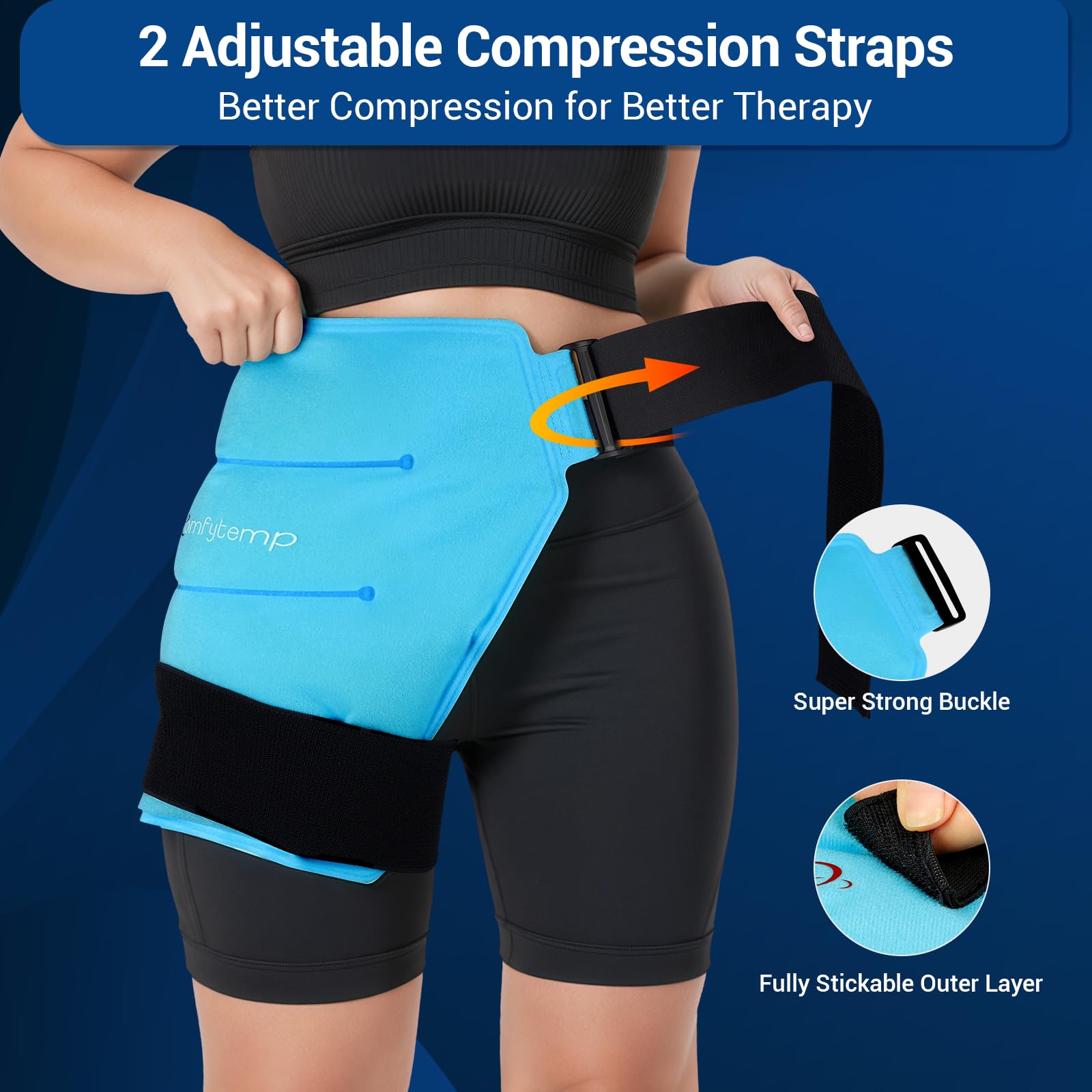Utilisation sportive hanche Comfytemp, aide à récupérer après l'effort.