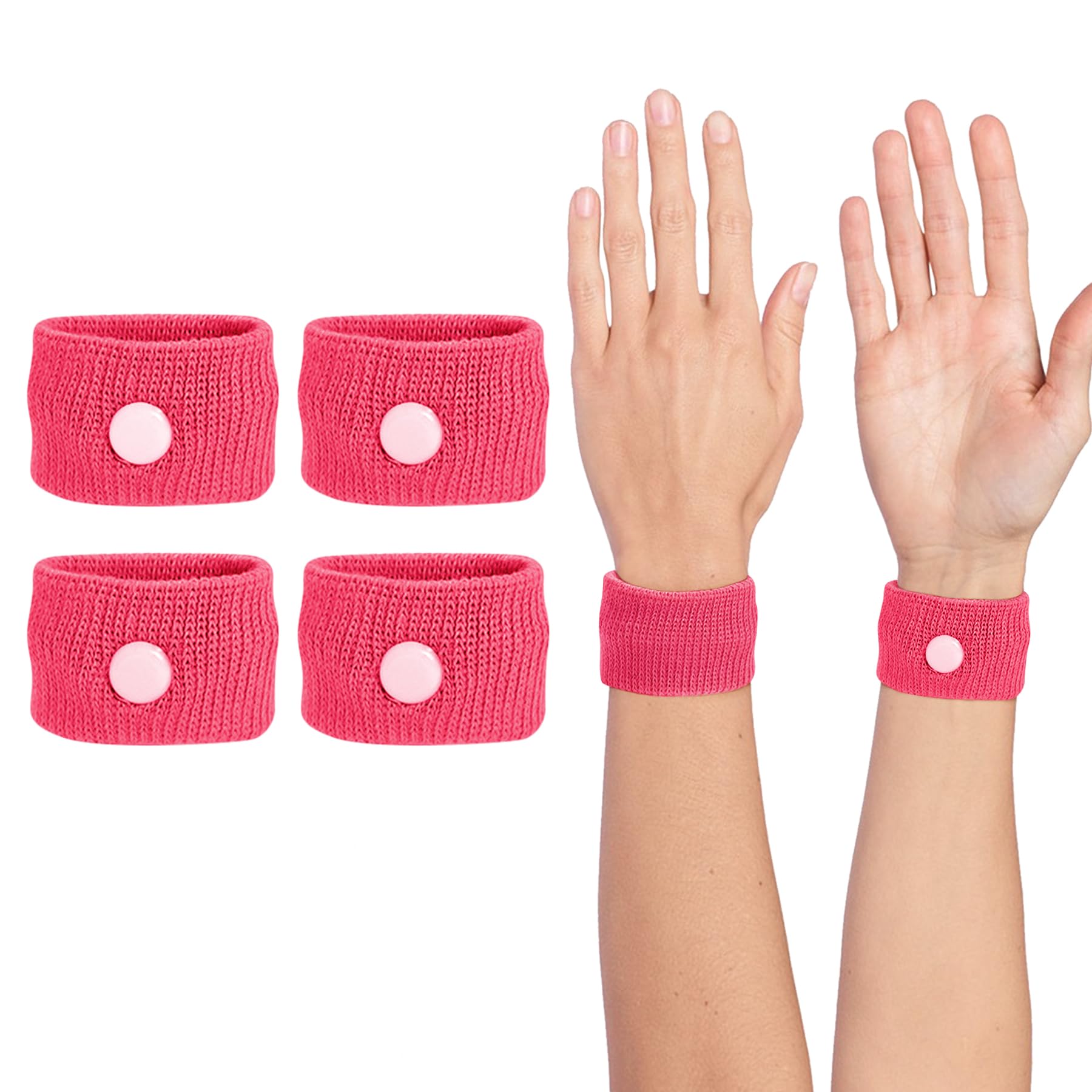 COMFYTHERA bande-poignet anti-nausée rose sur poignet, soulagement potentiel en voyage