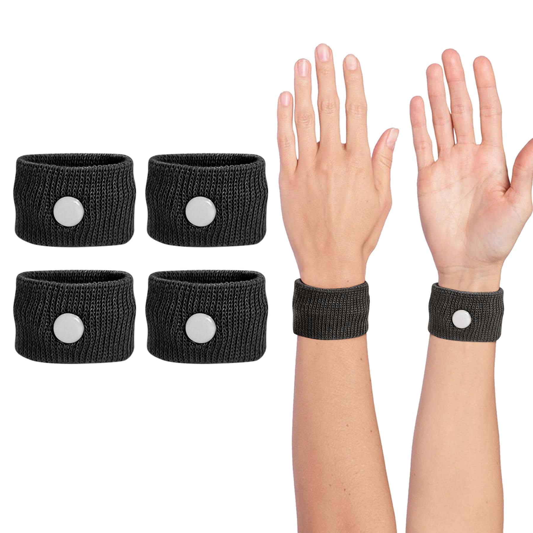 Bracelet COMFYTHERA sur le poignet montrant la pression Neiguan pour nausées possibles lors du voyage