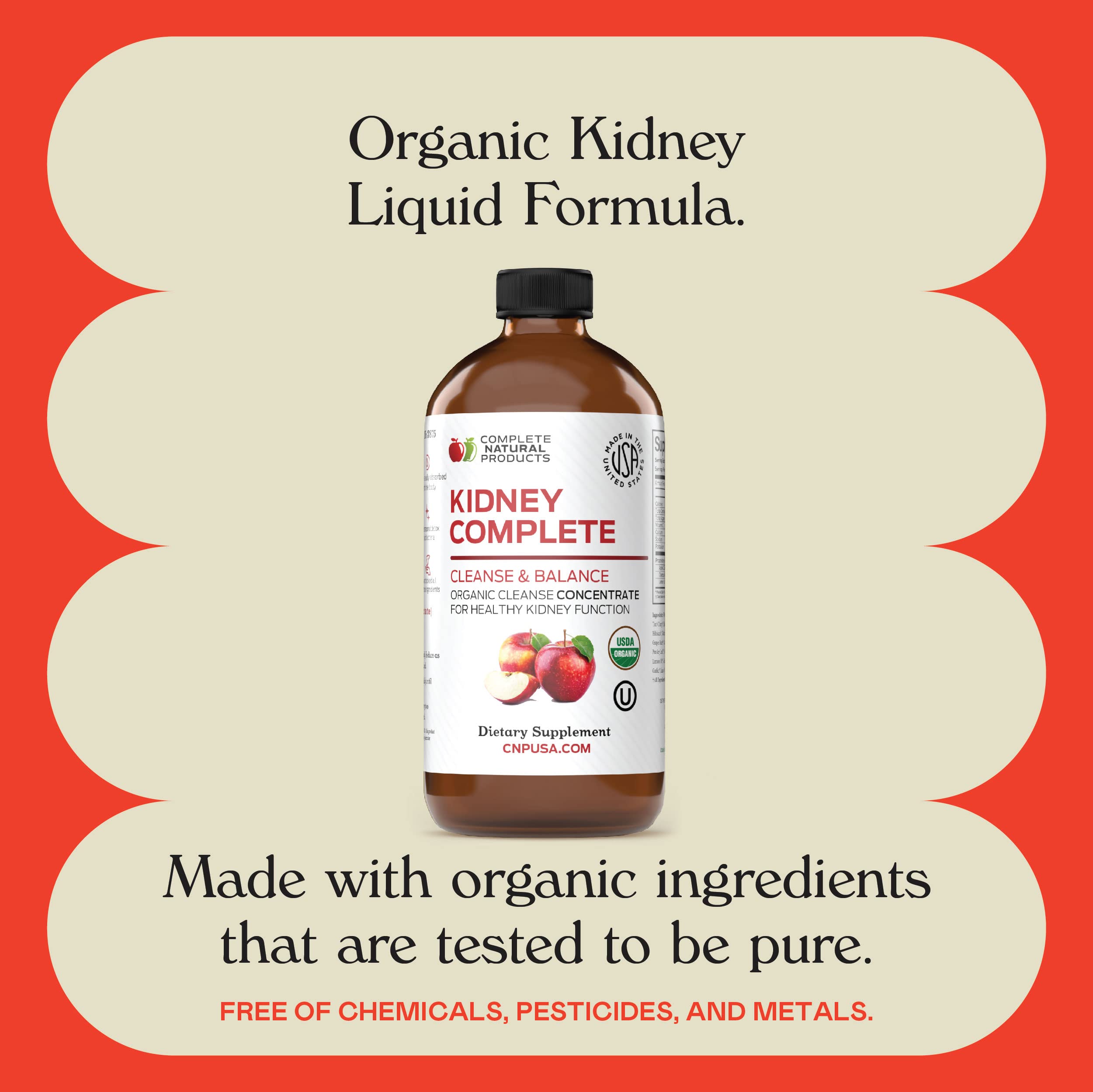 Complete Natural Kidney Complete, format 12oz, pratique à emporter et stocker.