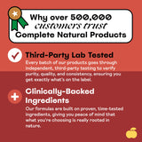 Gélules Complete Natural Products sur fond neutre, riches en nitrates et antioxydants potentiels.