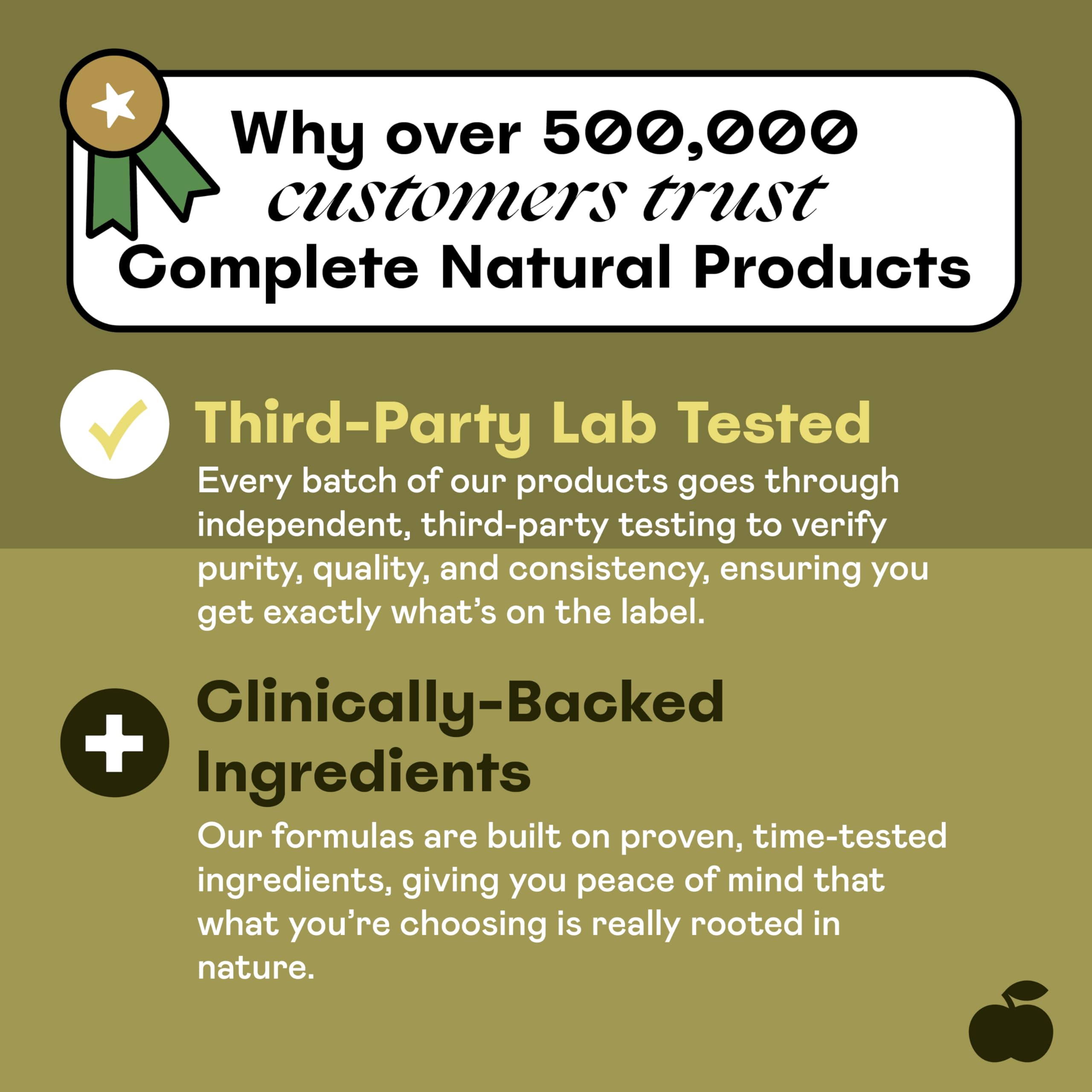 Complete Natural Products gélules certifiées kasher et sans gluten.
