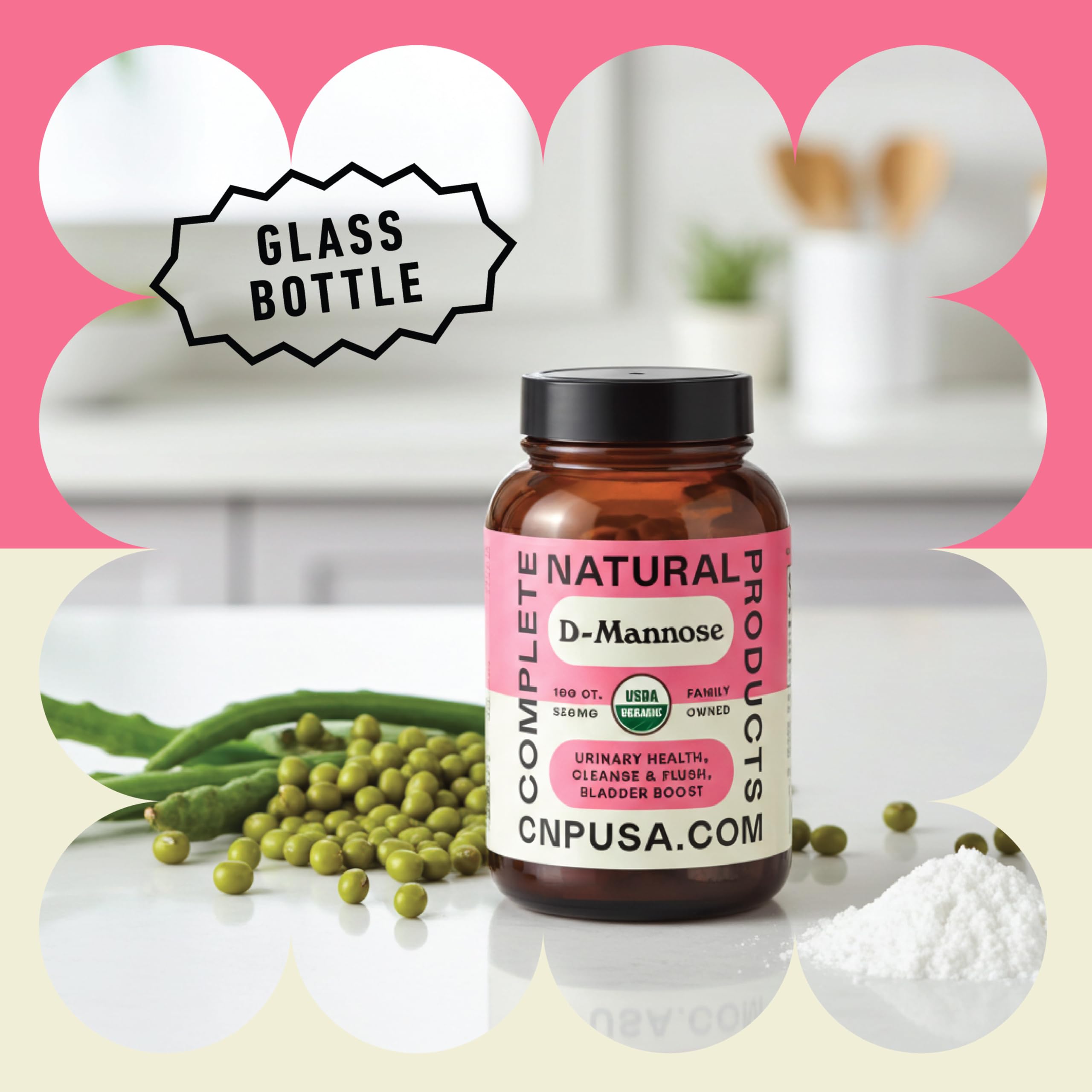 Sans fillers ni liants, formule D Mannose complète Complete Natural Products.