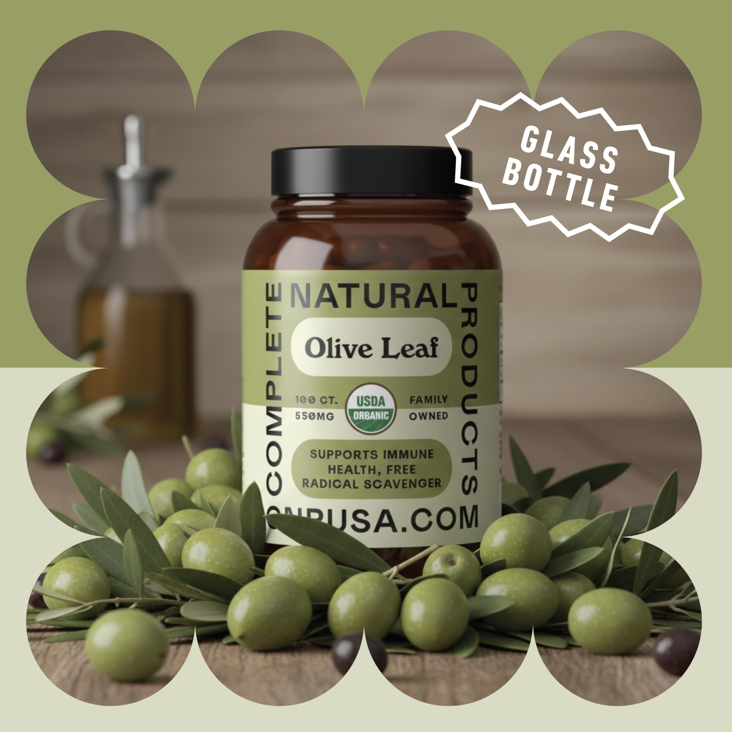 Complete Natural Products – dose quotidienne d'extrait d'olivier dans des capsules véganes.