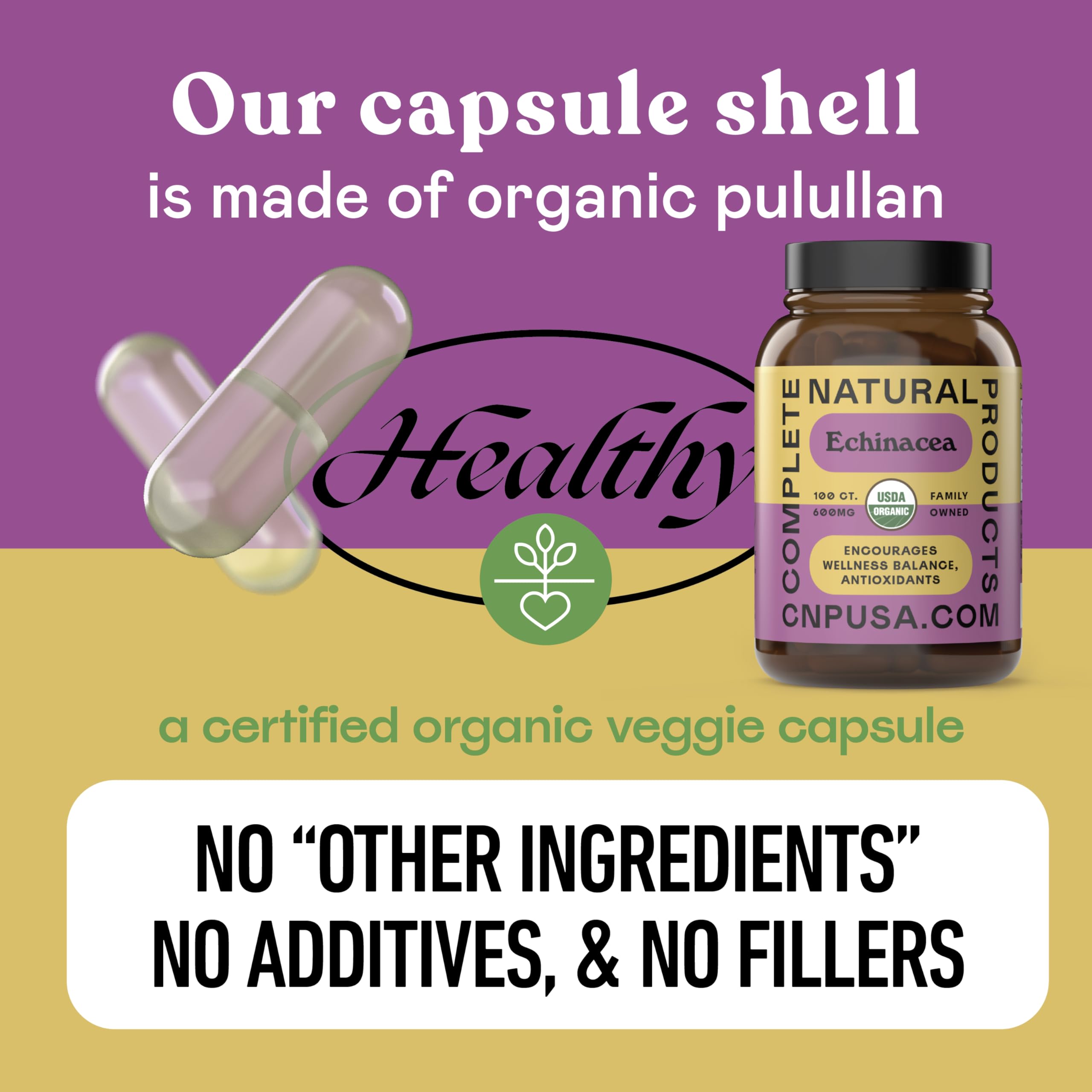 Sans OGM echinacée, formule naturelle et sûre.