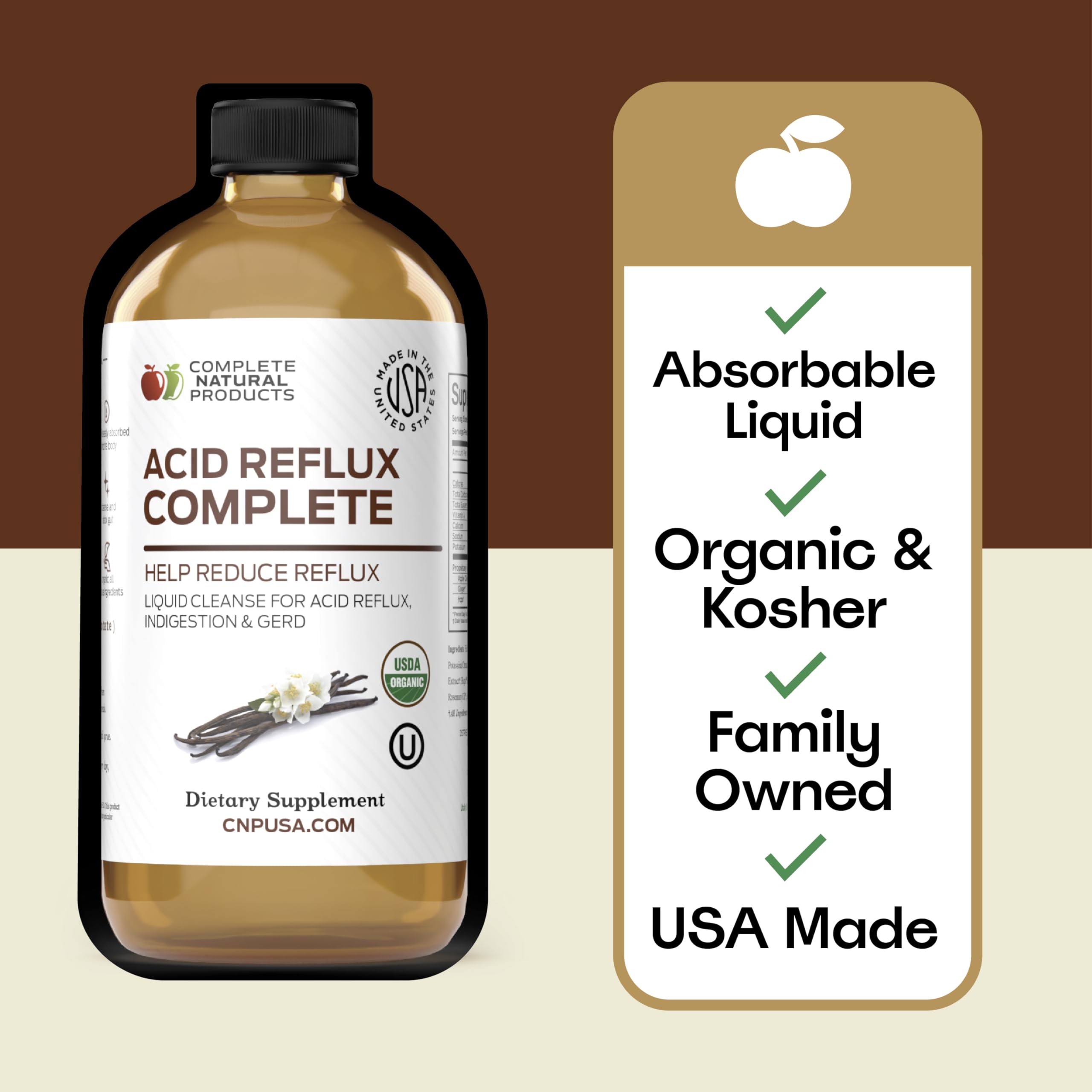 Complete Natural Products fabrication américaine – Produit fabriqué et mis en bouteille aux États-Unis.