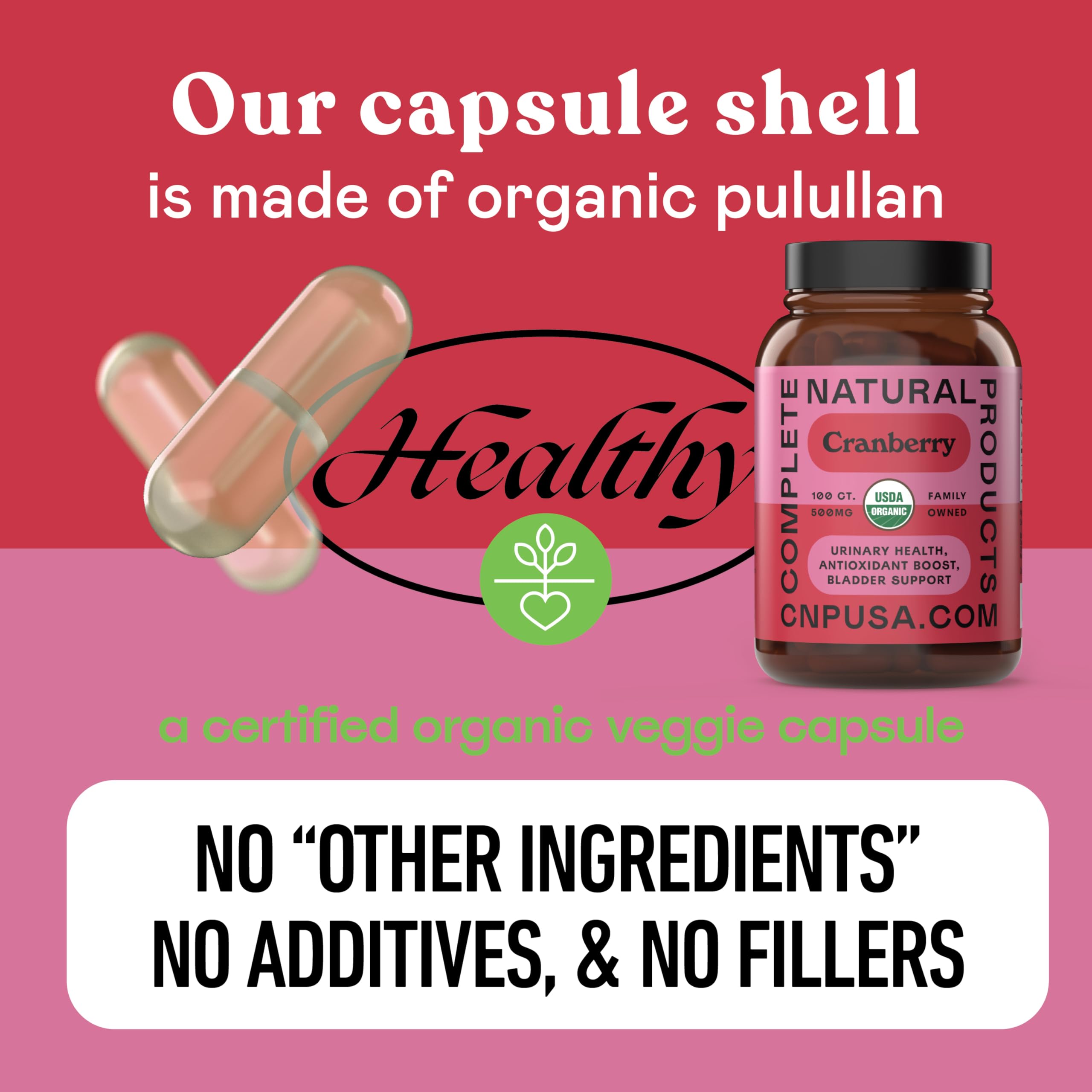 Gros-plan sur capsules et poudre Complete Natural Products, pureté visuelle.